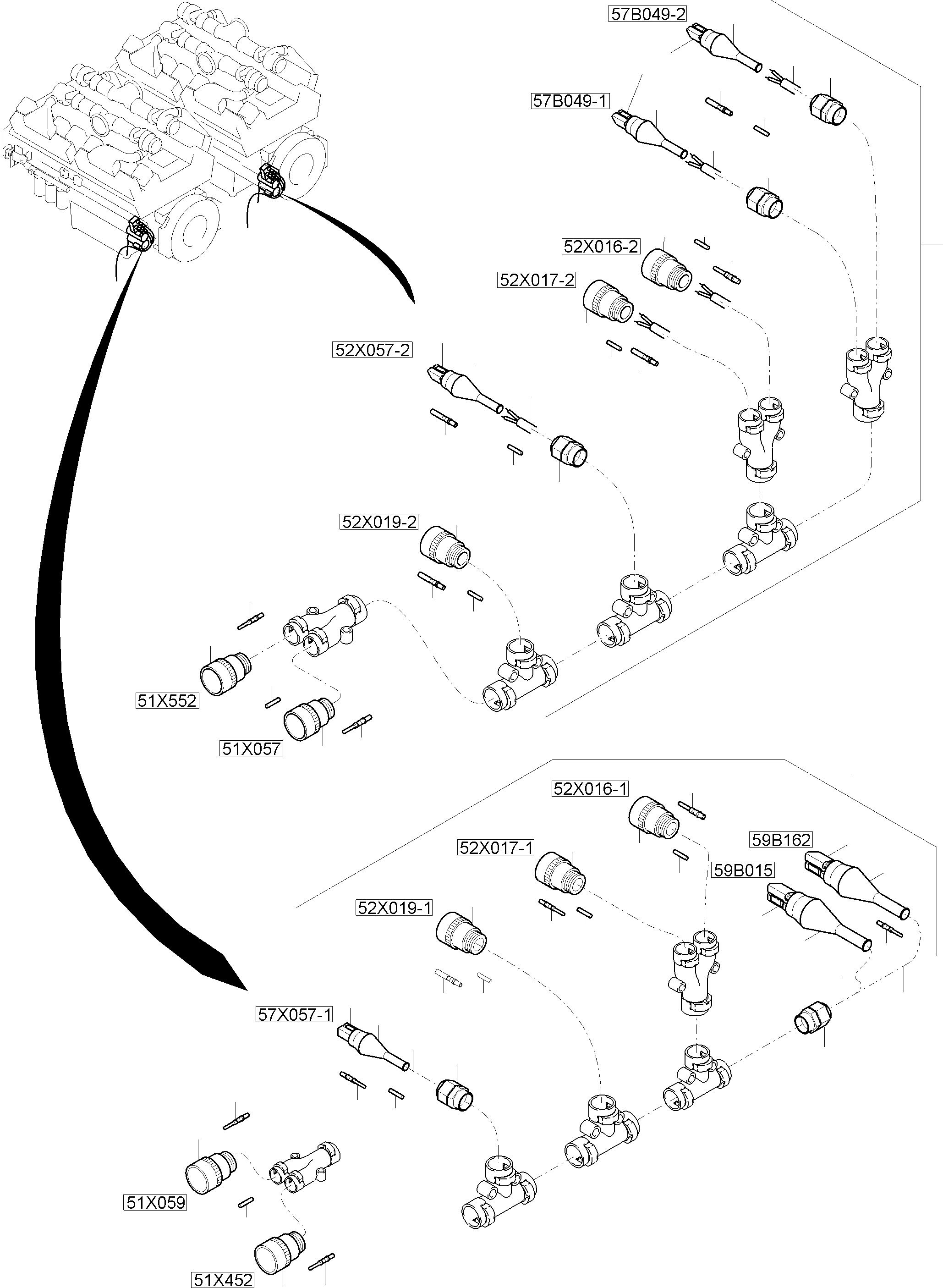 Komatsu parts book diagram for PC8000-11 S/N 12117: CABLES - MOTOR