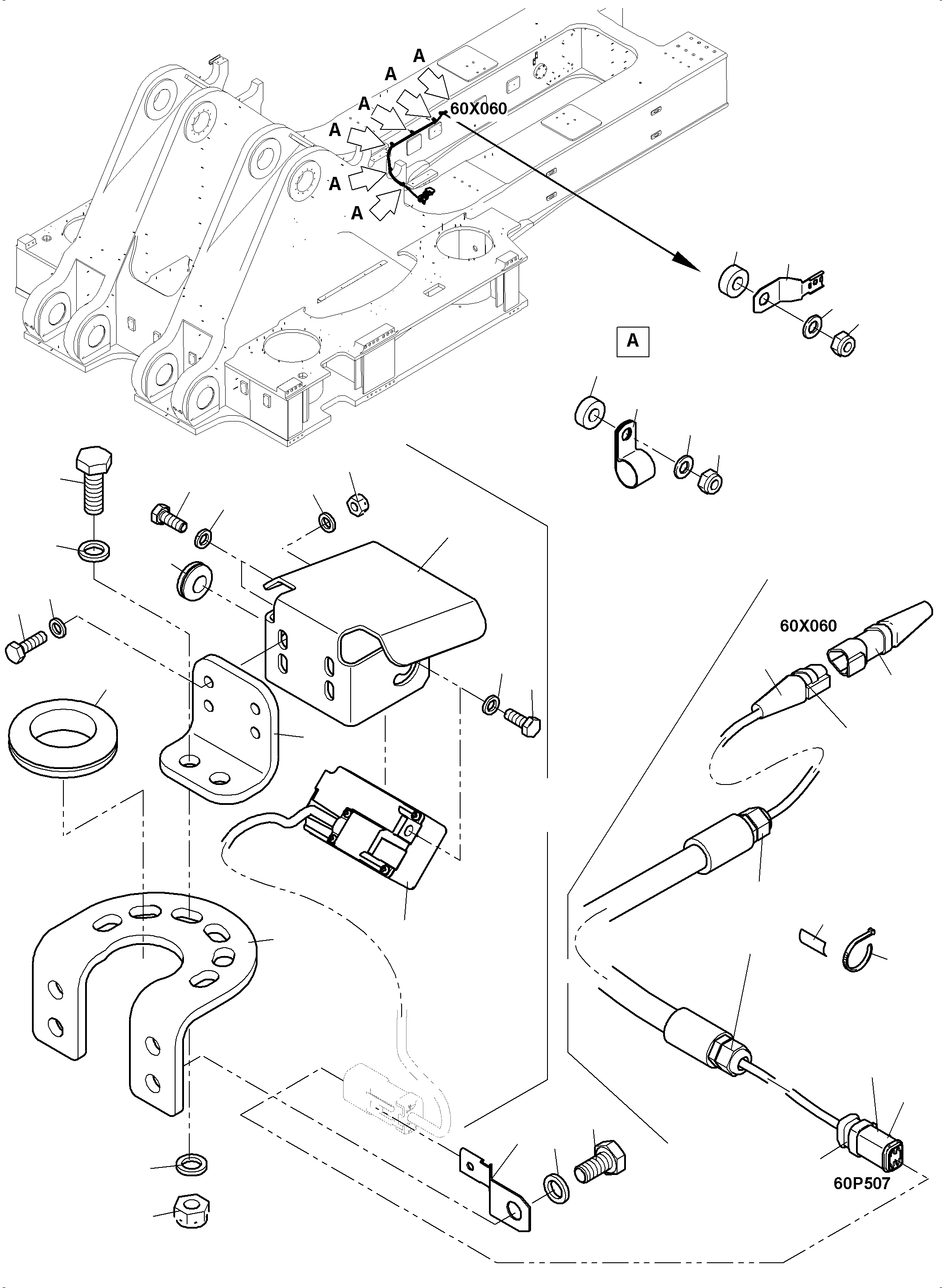 Komatsu parts book diagram for PC8000-11 S/N 12117: COMVISION CAMERASYSTEM CABINE,CAB.SUPPORT, CAB.PODIUM