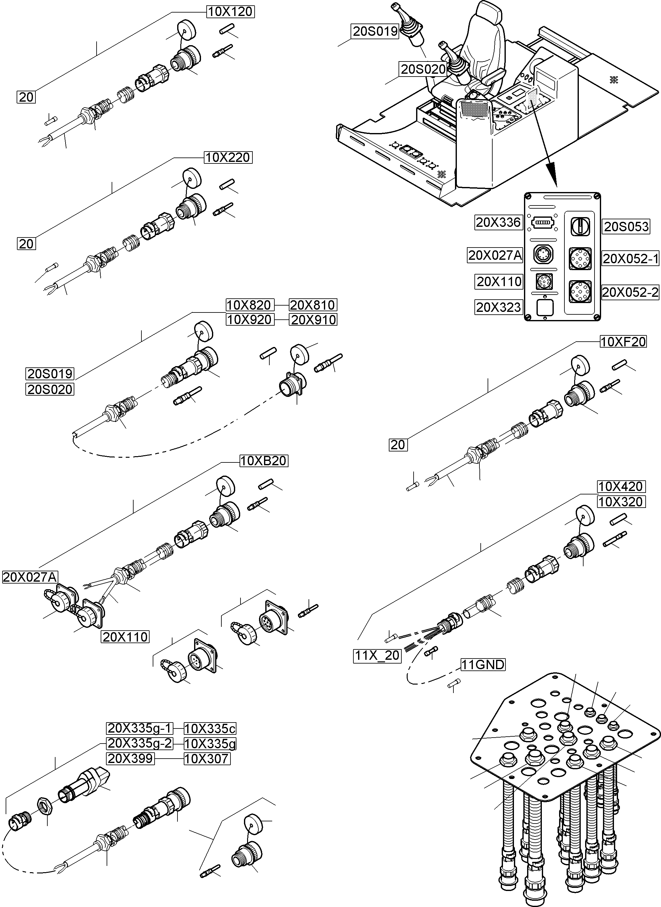 Komatsu parts book diagram for PC8000-11 S/N 12117: CABIN-HARNESSES-ELECTRIC