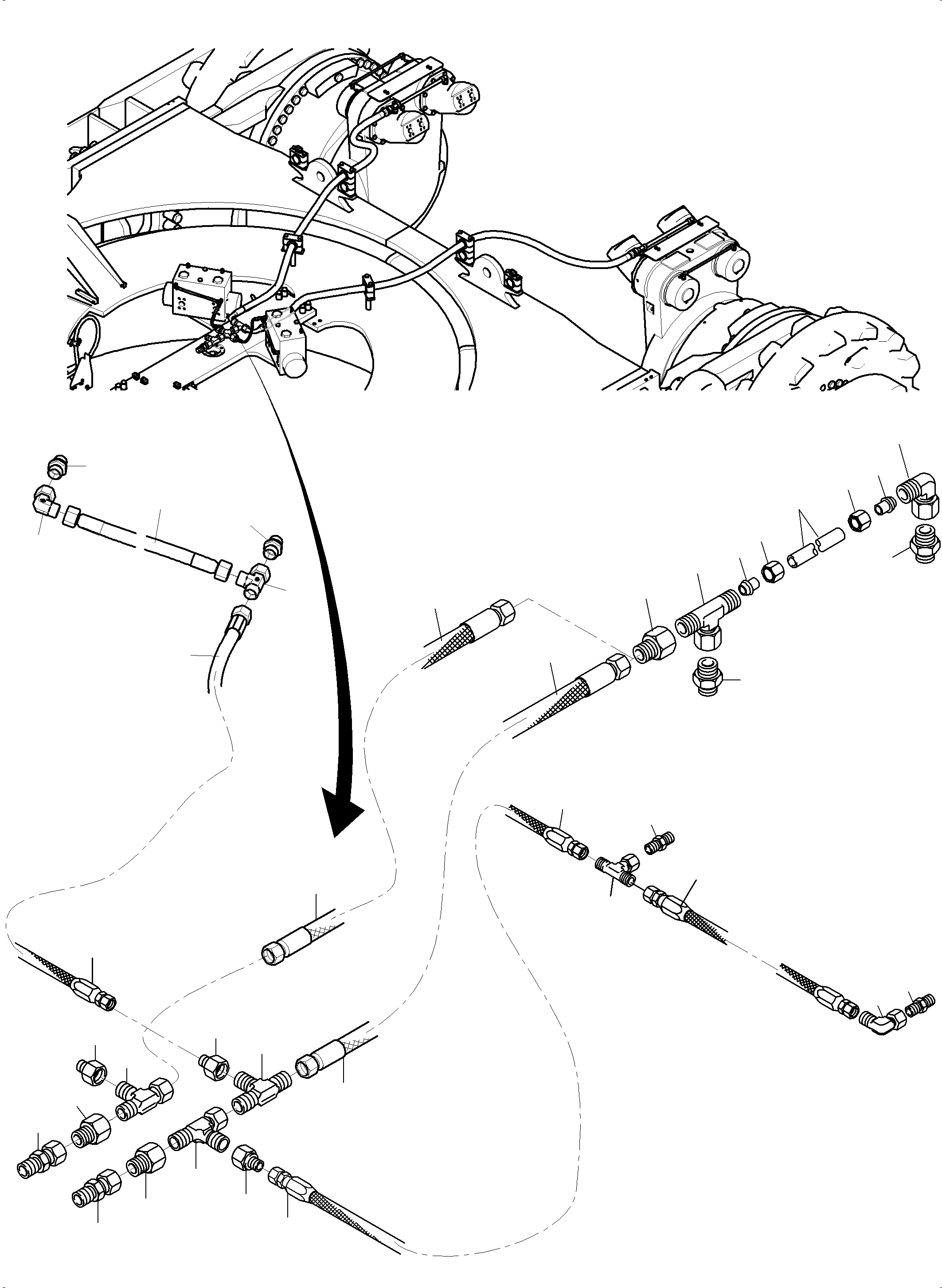 Komatsu parts book diagram for PC8000-11 S/N 12117: DRIVE MOTOR - LEAKAGE LINES
