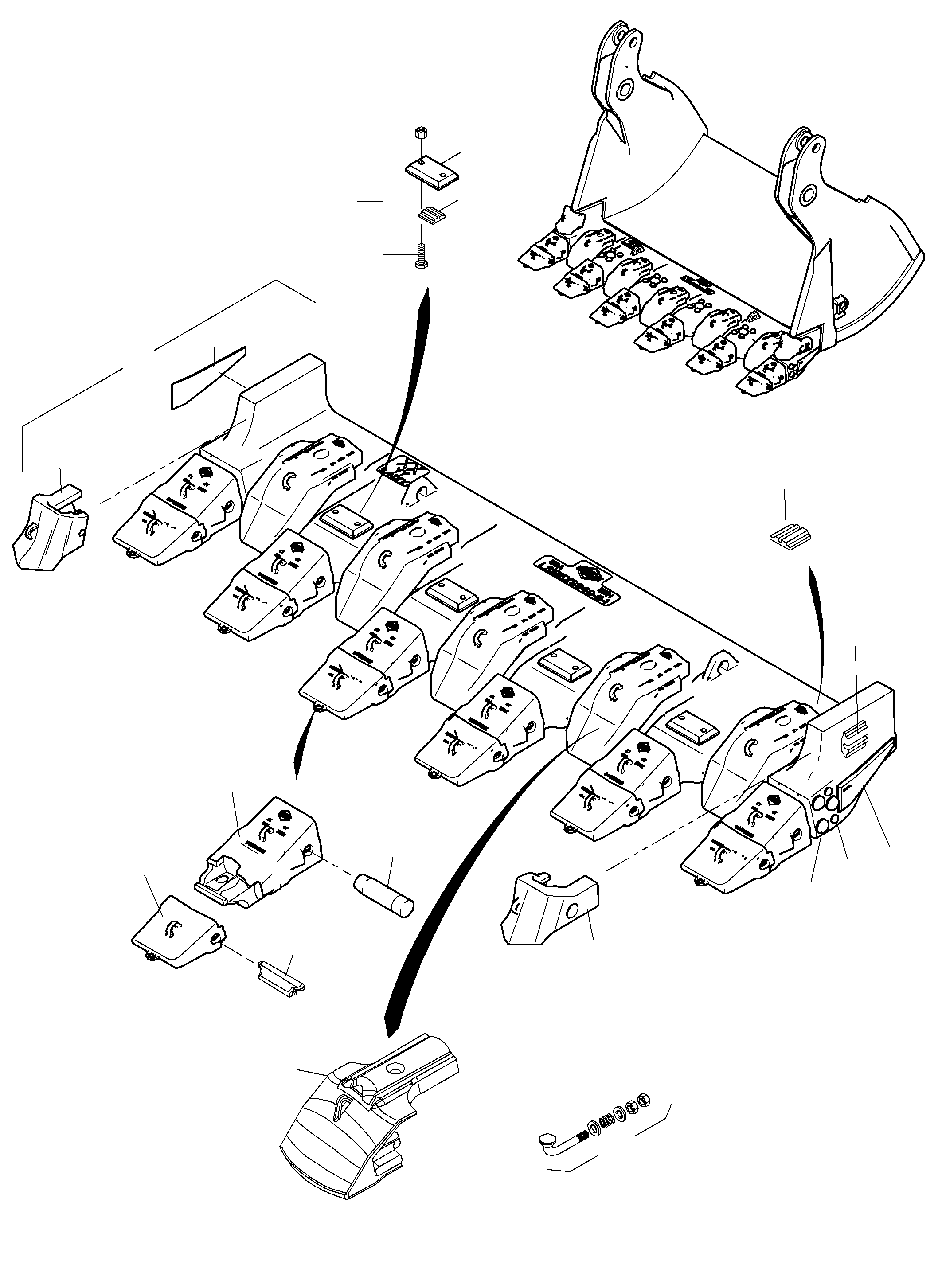 Komatsu parts book diagram for PC8000-11 S/N 12118: BULLCLAM BUCKET 42,0 CBM