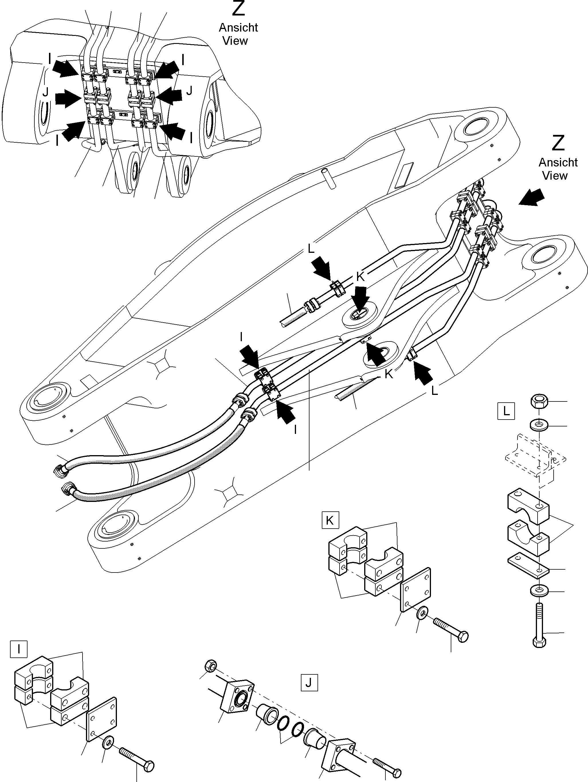 Komatsu parts book diagram for PC8000-11 S/N 12118: STICK 5,75M