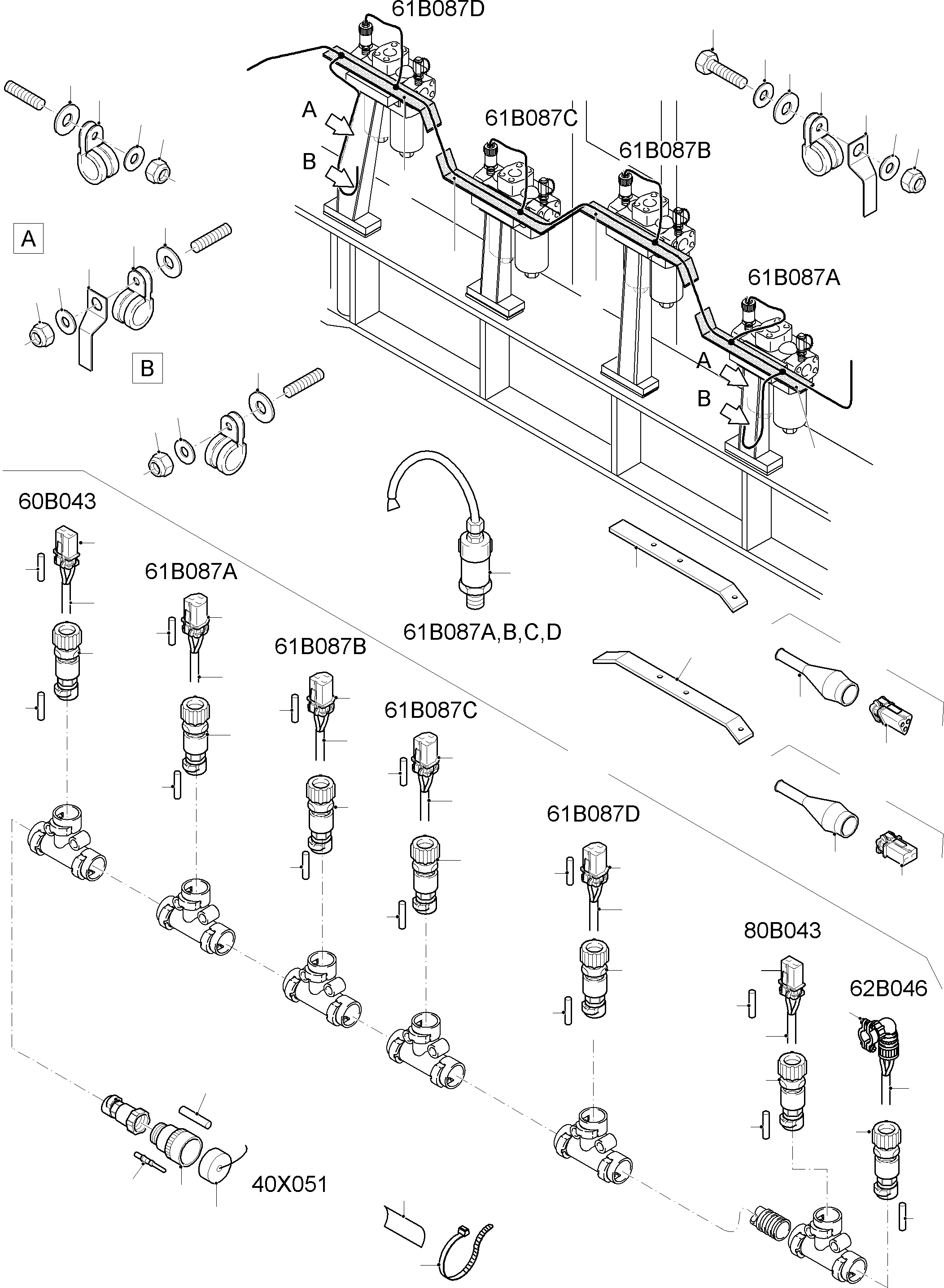 Komatsu parts book diagram for PC8000-11 S/N 12118: CABLES -  H.P.-FILTER