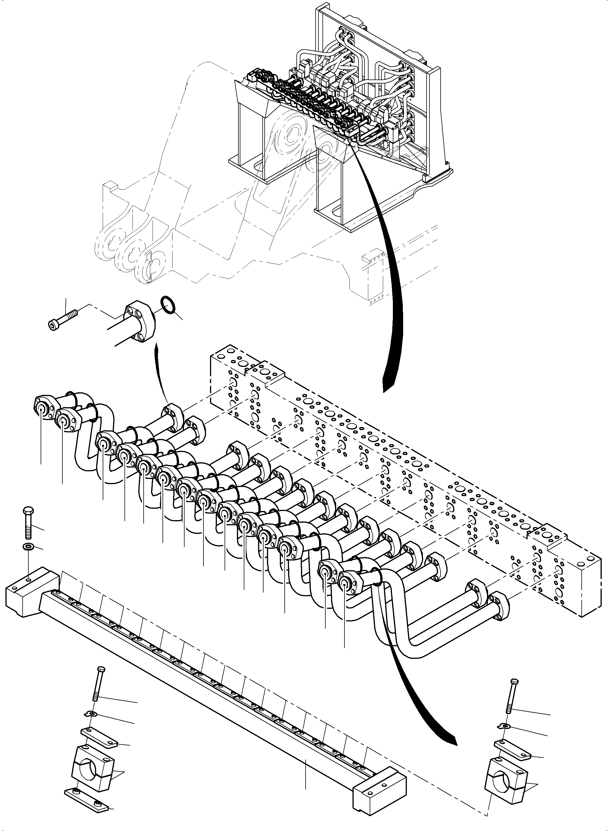 Komatsu parts book diagram for PC8000-11 S/N 12118: PIPES ASSY., MANIFOLD- DISTRIBUTION BLOCK,KSE