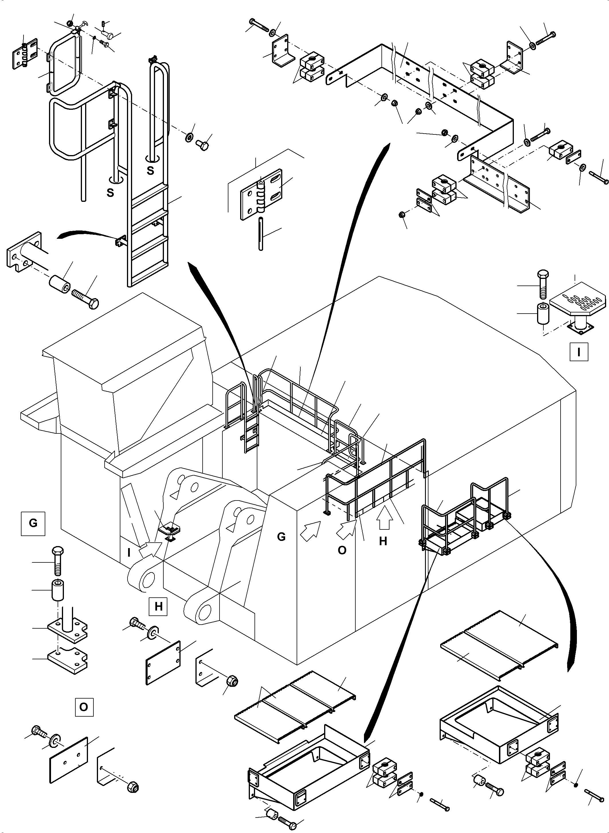 Komatsu parts book diagram for PC8000-11 S/N 12118: RAIL AND STEPS