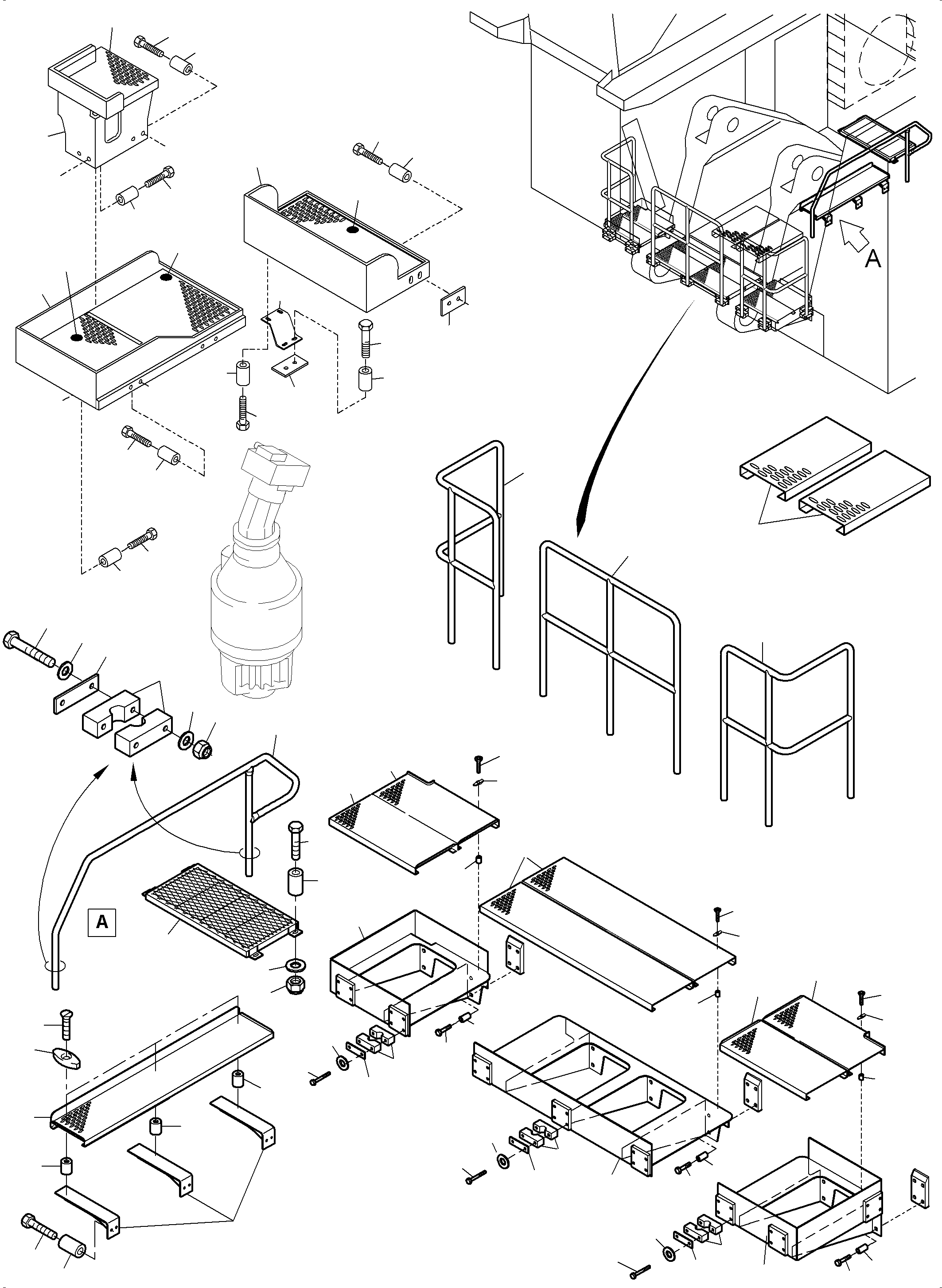 Komatsu parts book diagram for PC8000-11 S/N 12118: RAIL AND STEPS