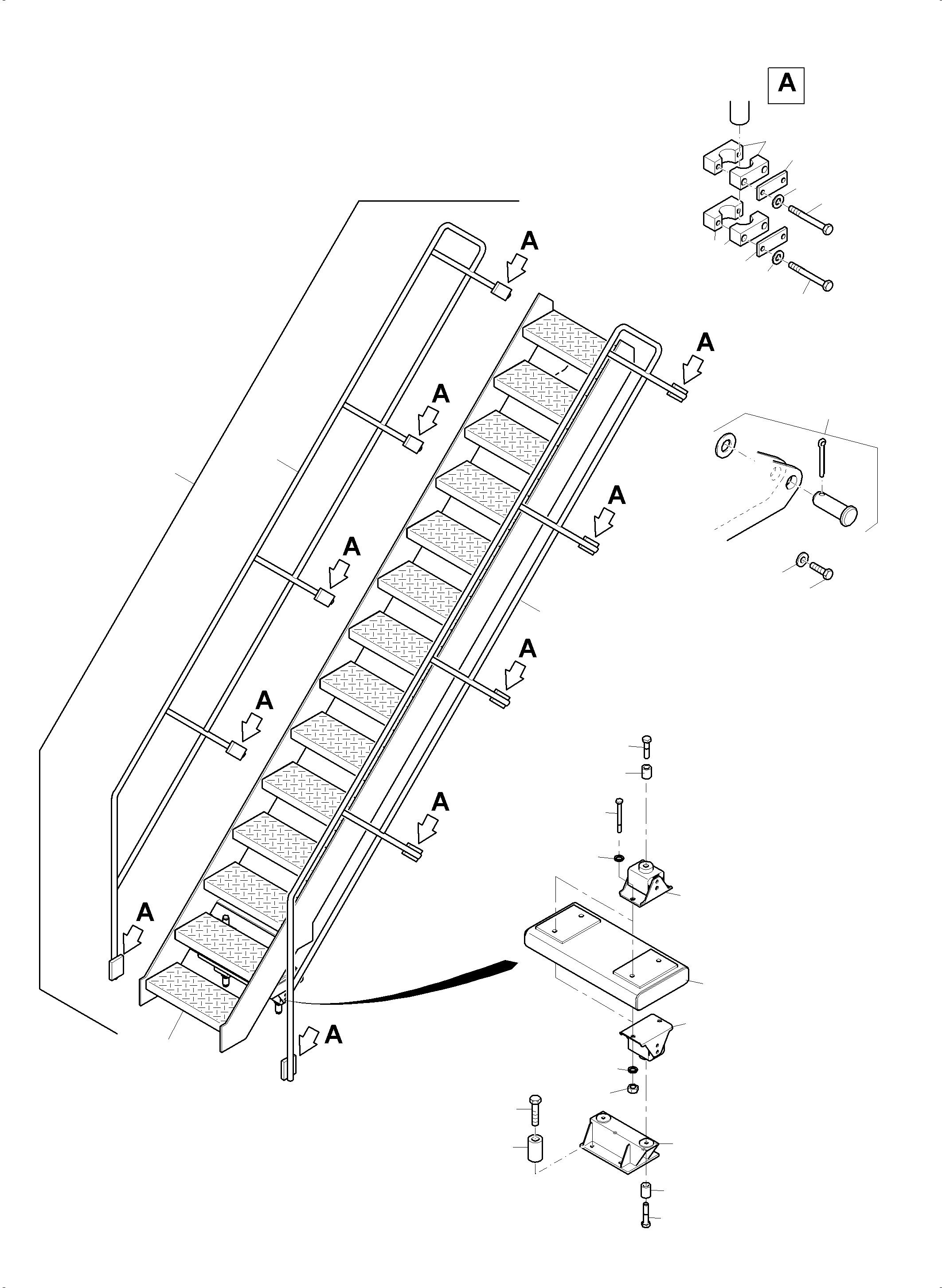 Komatsu parts book diagram for PC8000-11 S/N 12118: RAIL AND STEPS