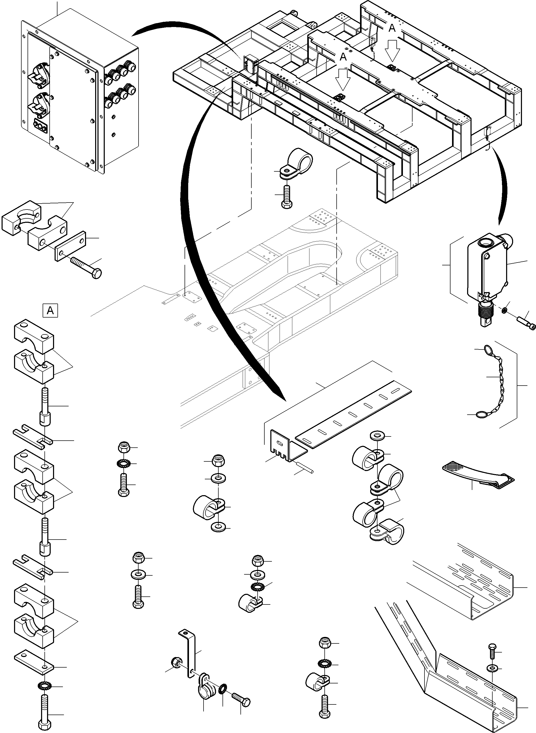 Komatsu parts book diagram for PC8000-11 S/N 12118: BATTERY SWITCH BOX WITH CABLES