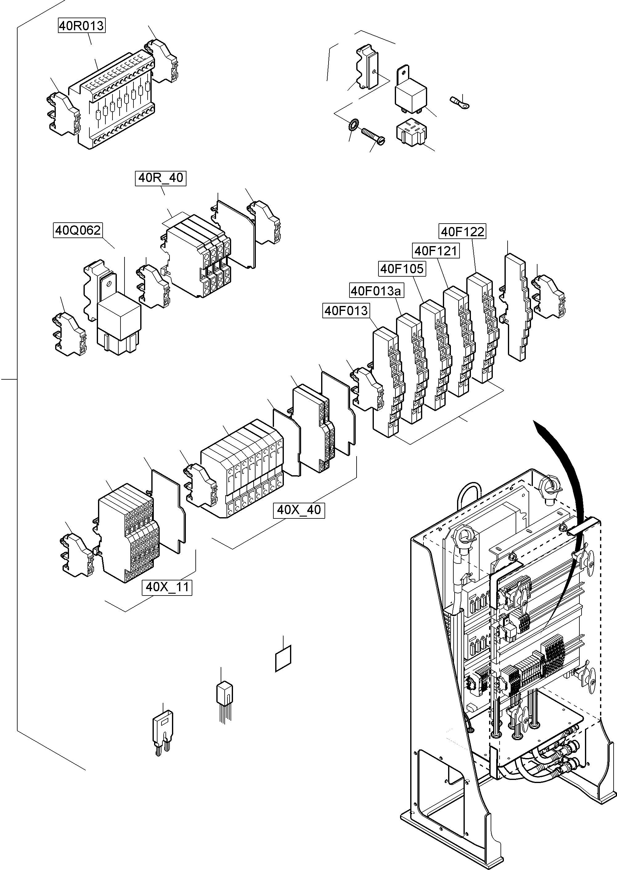 Komatsu parts book diagram for PC8000-11 S/N 12118: SWITCH CABINET ORT 40