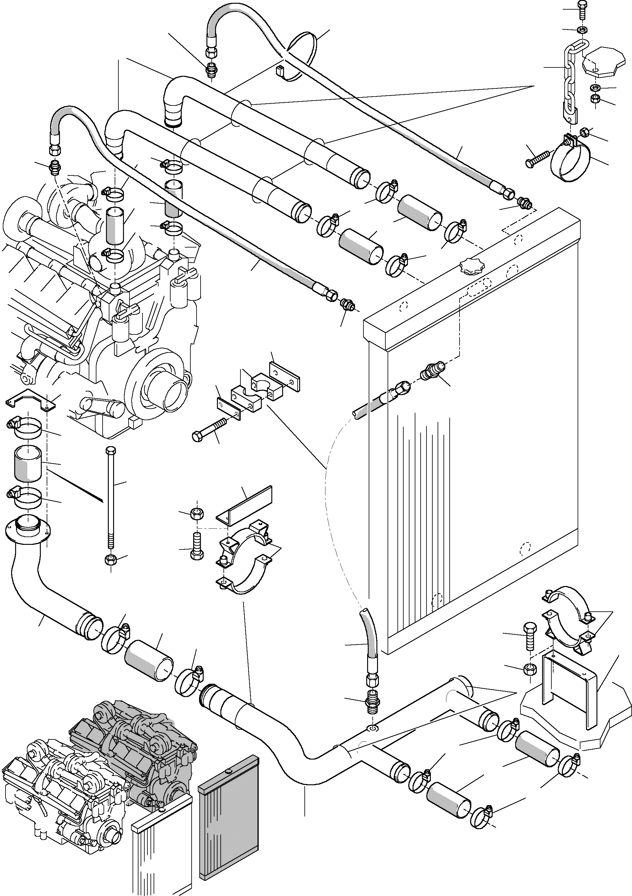 Komatsu parts book diagram for H455-SD S/N 15009: COOLANT WATER LINES