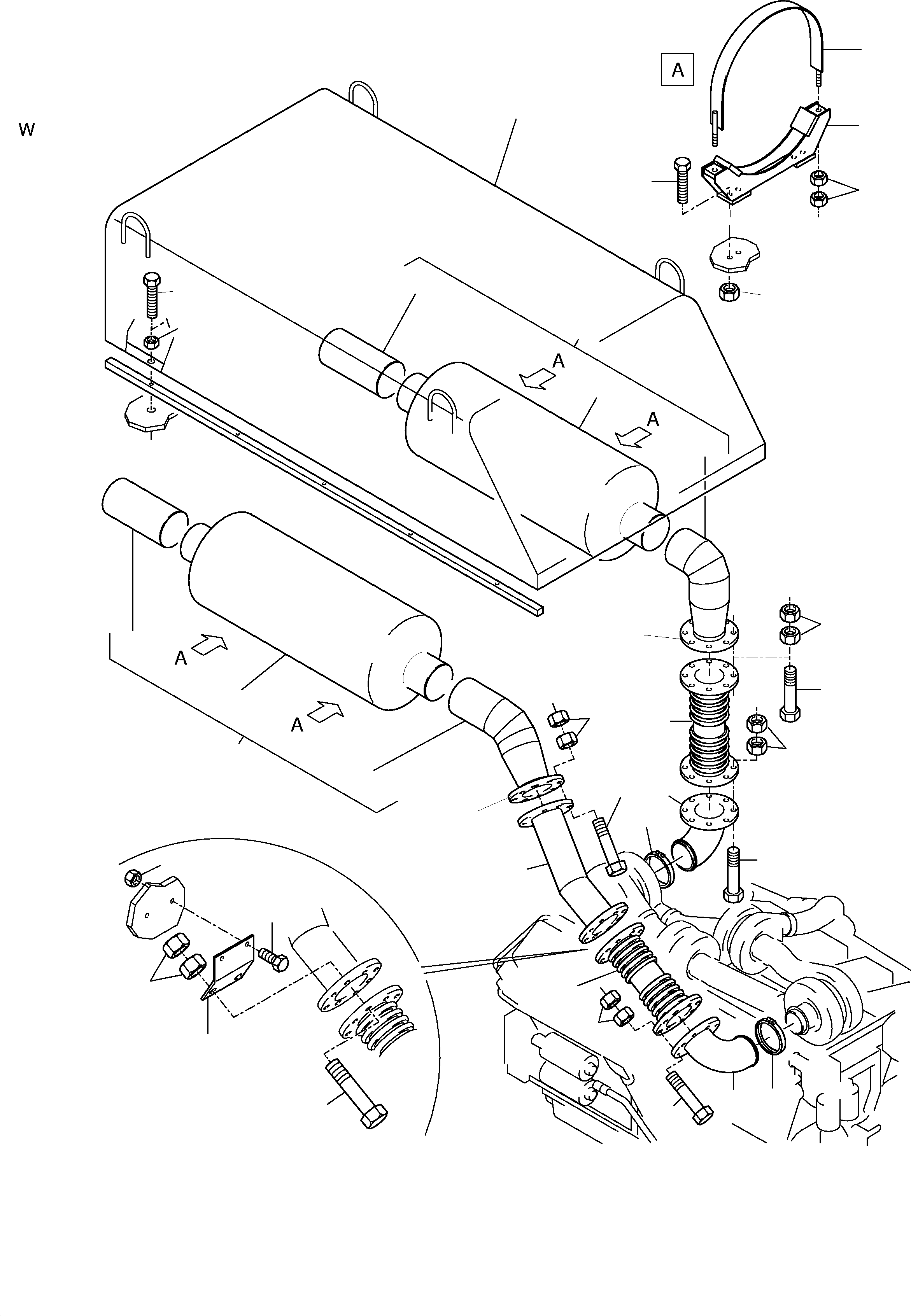 Komatsu parts book diagram for H455-SD S/N 15009: EXHAUST SYSTEM