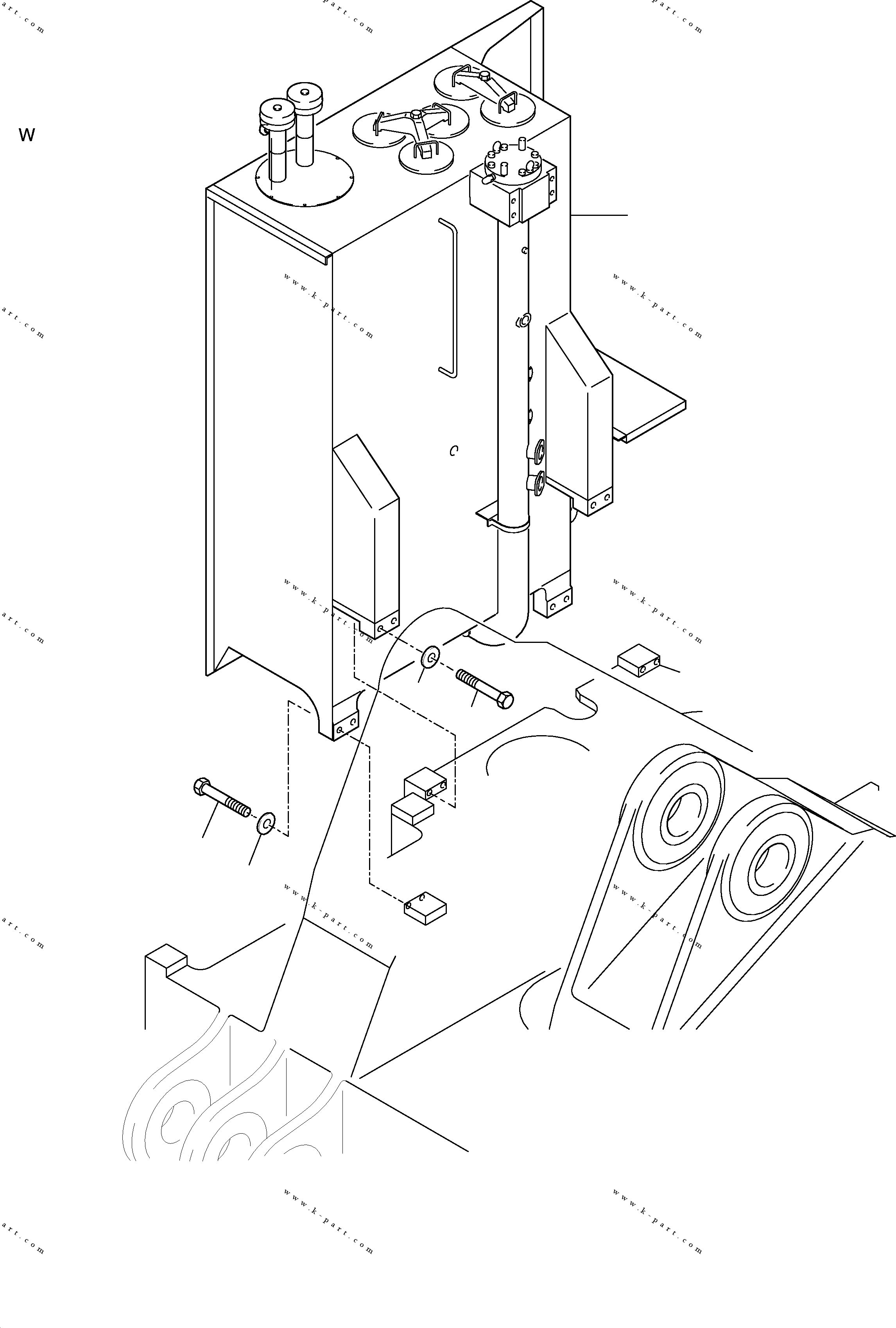 Komatsu parts book diagram for H455-SD S/N 15009: MAIN OIL TANK, MOUNTING