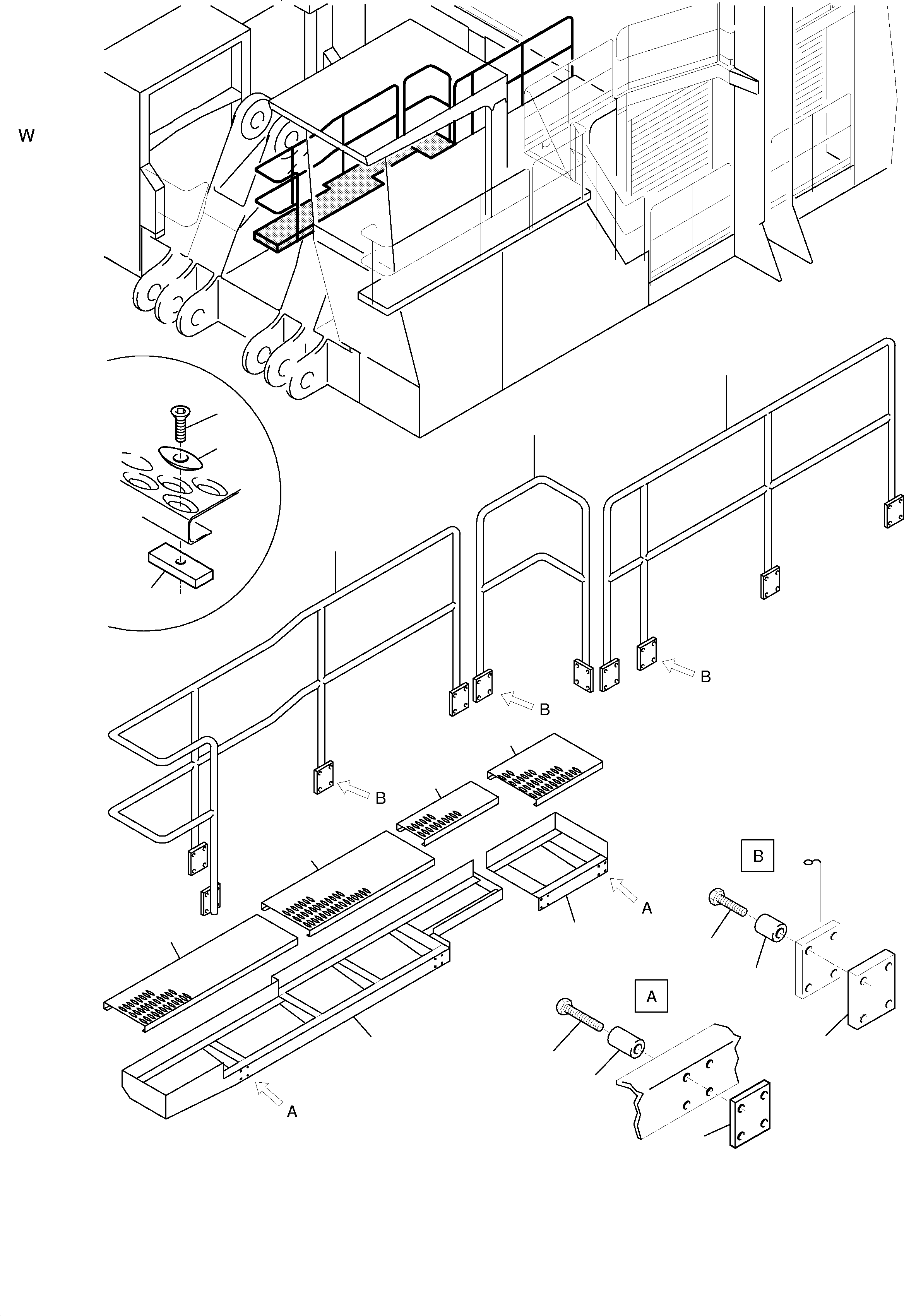 Komatsu parts book diagram for H455-SD S/N 15009: CATWALK, CABIN R.H.