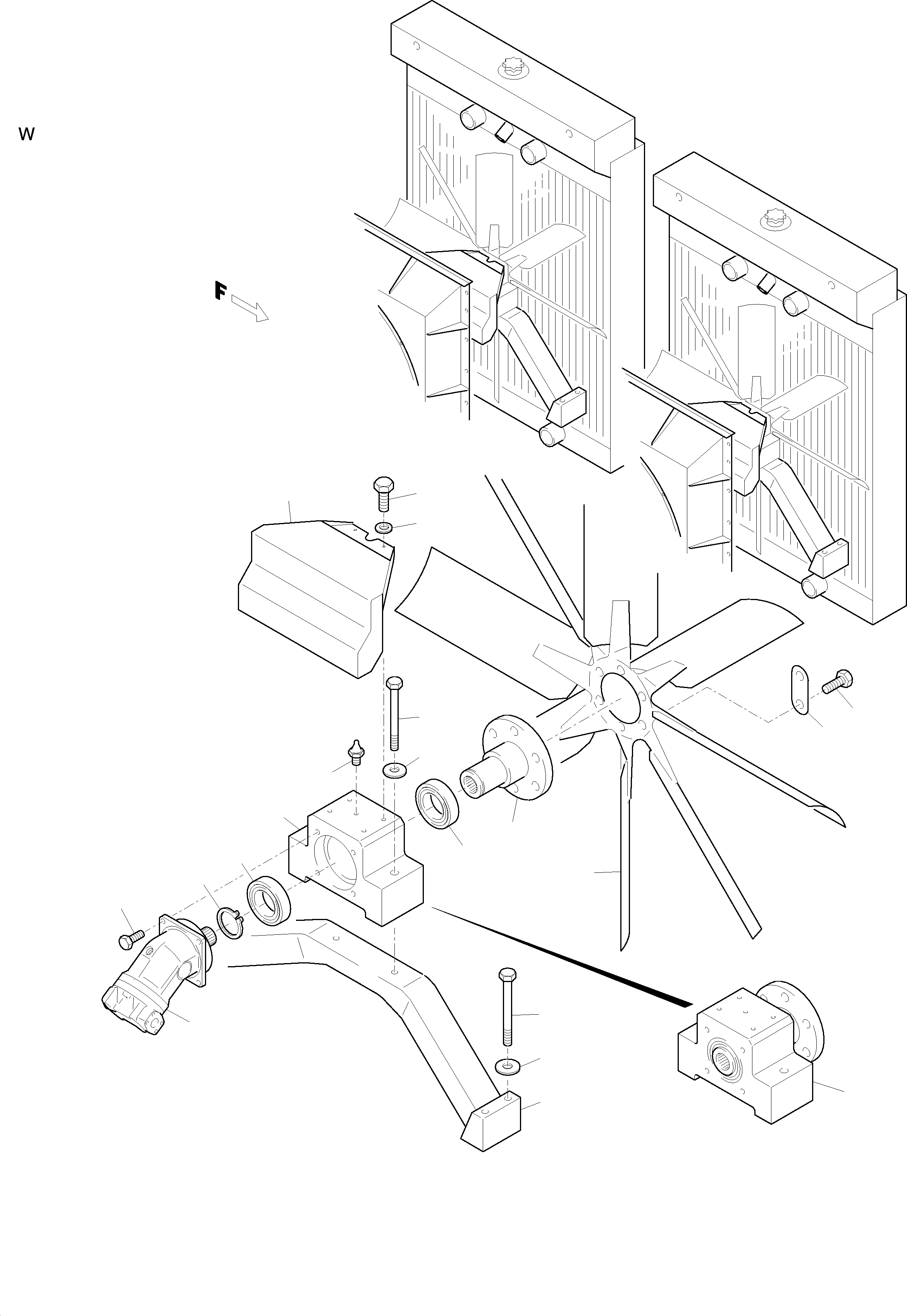 Komatsu parts book diagram for H455-SD S/N 15009: RADIATOR - FAN DRIVE (FRONT/REAR)
