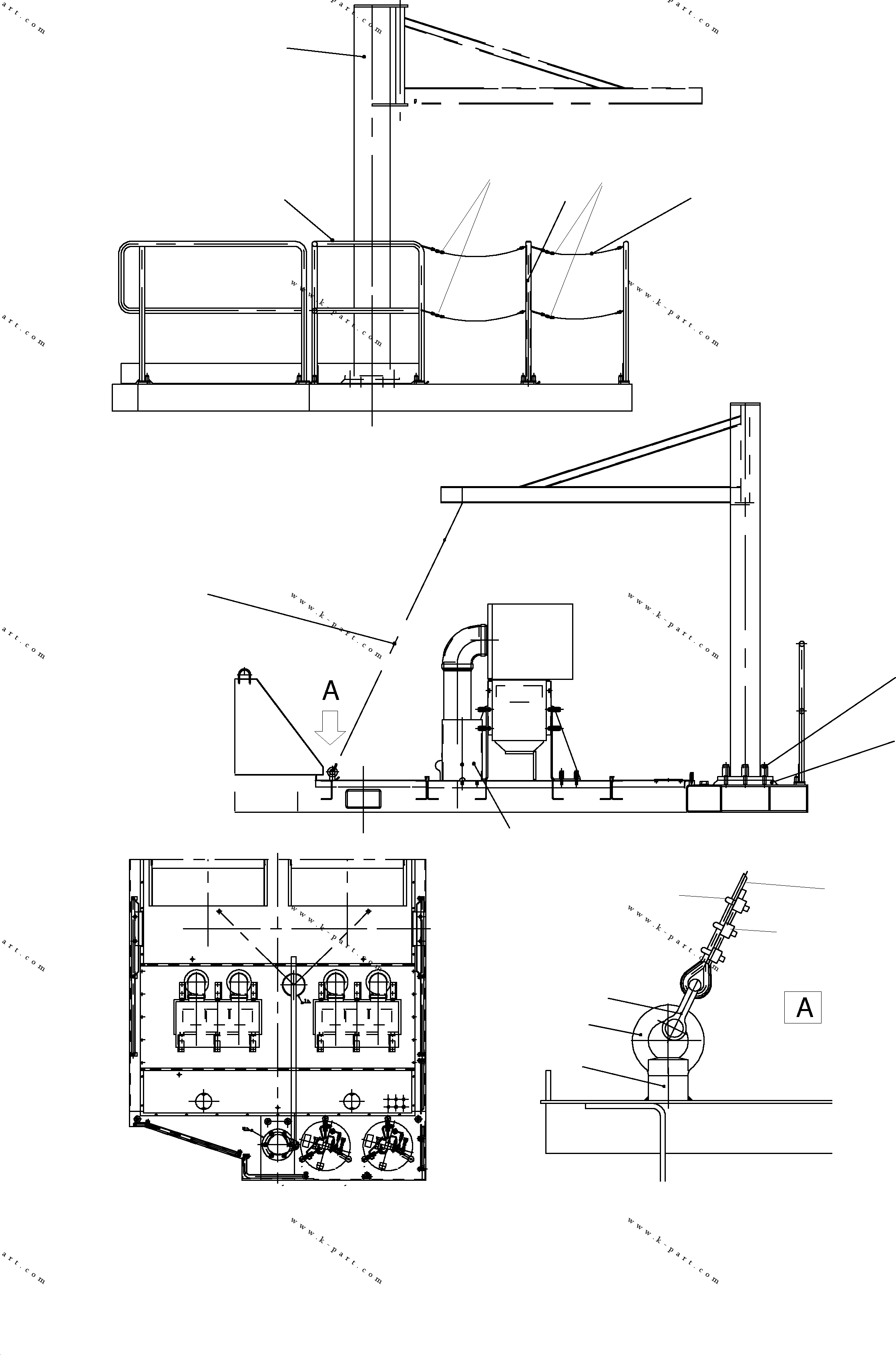 Komatsu parts book diagram for H455-SD S/N 15009: GREASE BARREL CRAN ARRANGEMENT