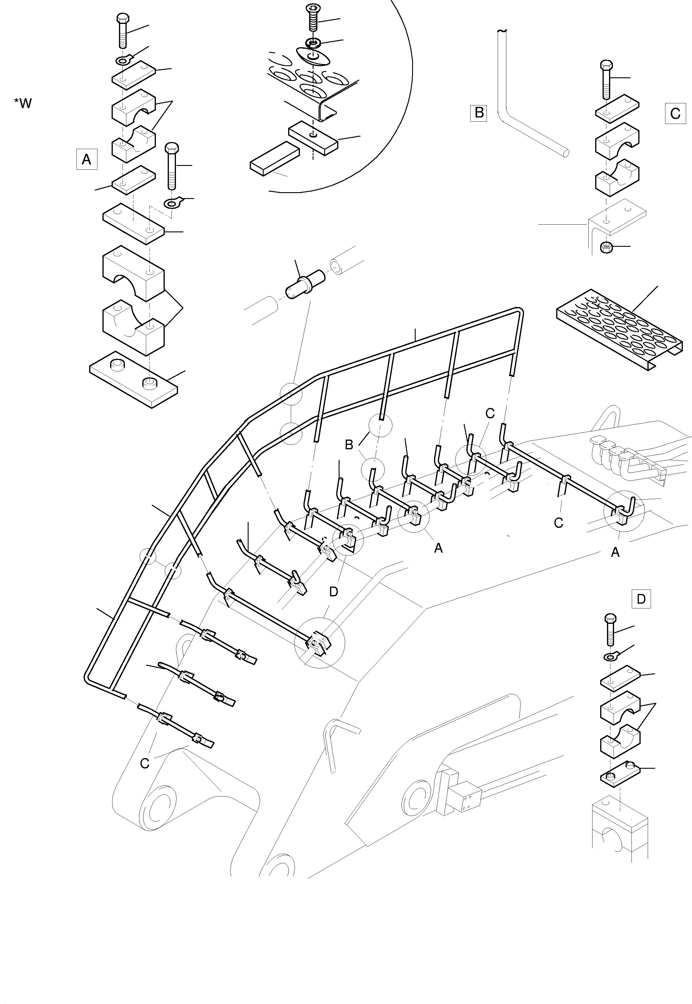 Komatsu parts book diagram for H455-SD S/N 15009: BOOM - CATWALK