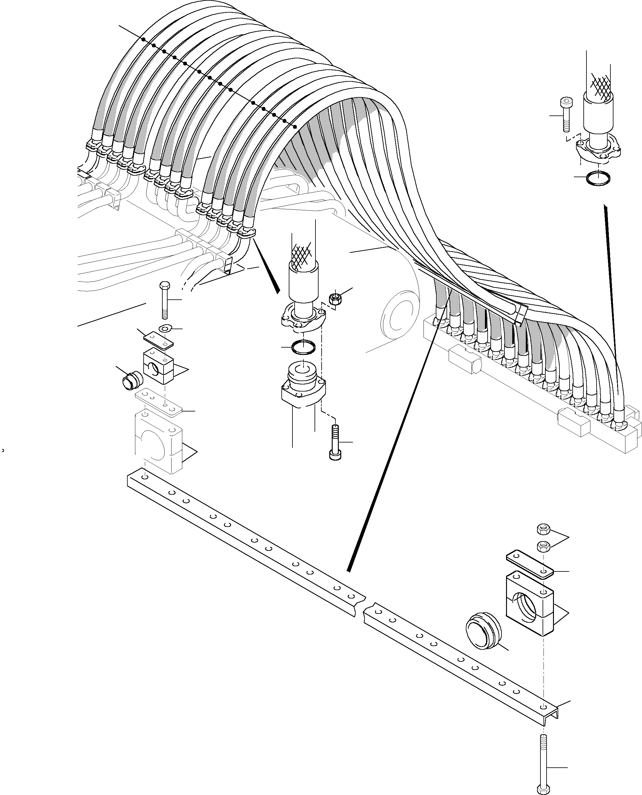 Komatsu parts book diagram for H455-SD S/N 15009: HOSES ASSY. - MANIFOLD- BOOM