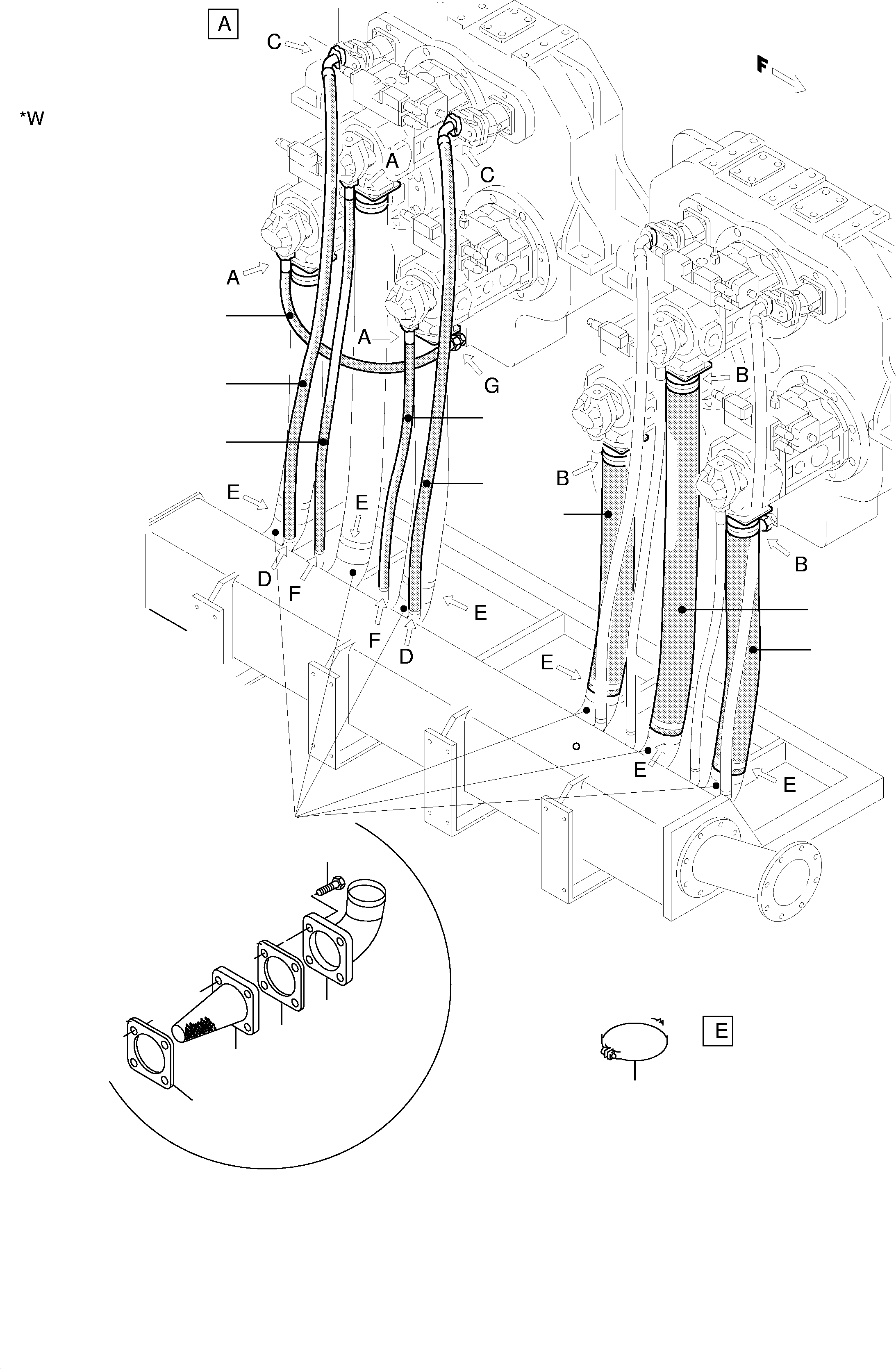 Komatsu parts book diagram for H455-SD S/N 15009: SUCTION LINES