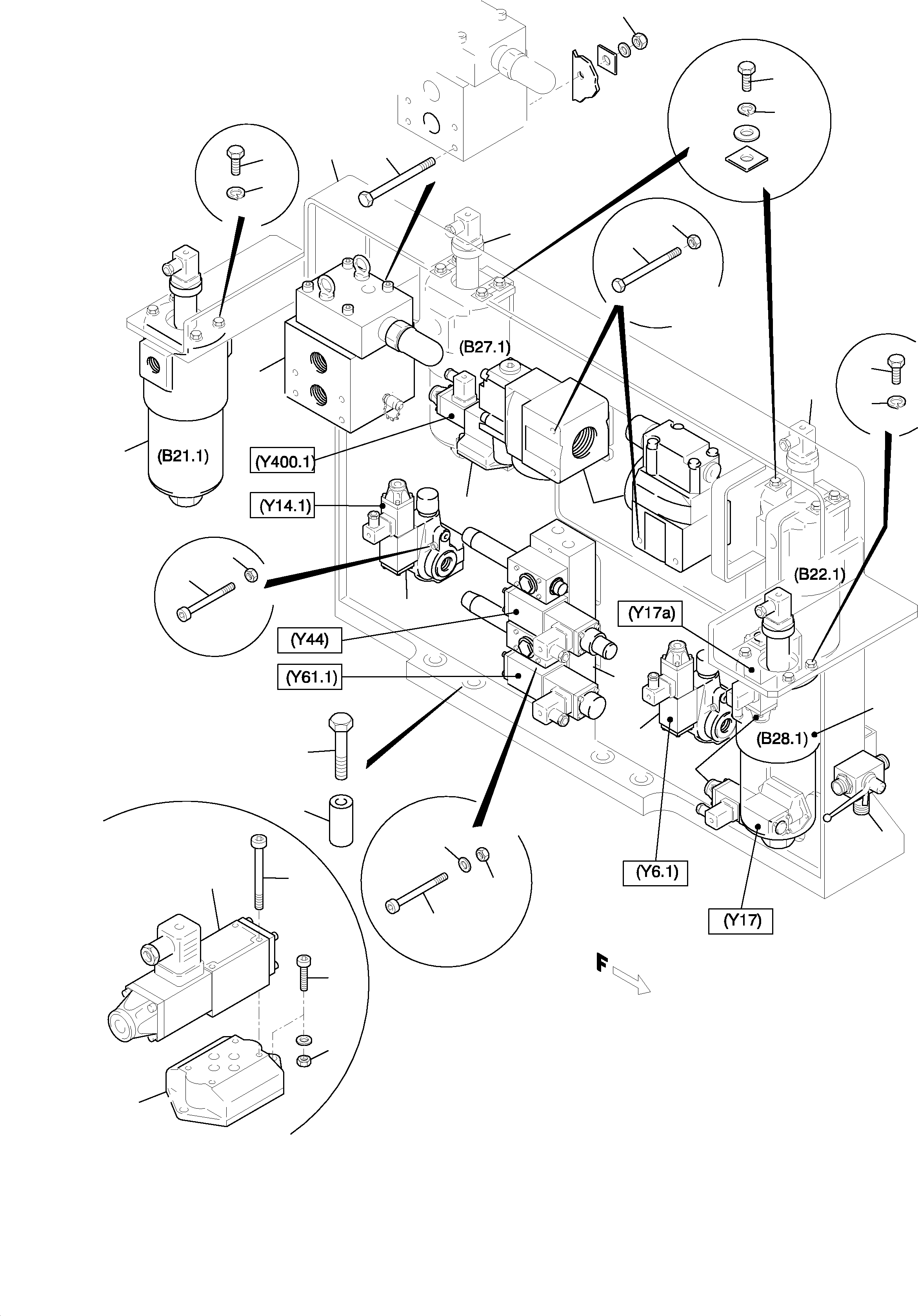 Komatsu parts book diagram for H455-SD S/N 15009: CONTROL- AND FILTER PLATE, REAR ( ENGINE 1 )