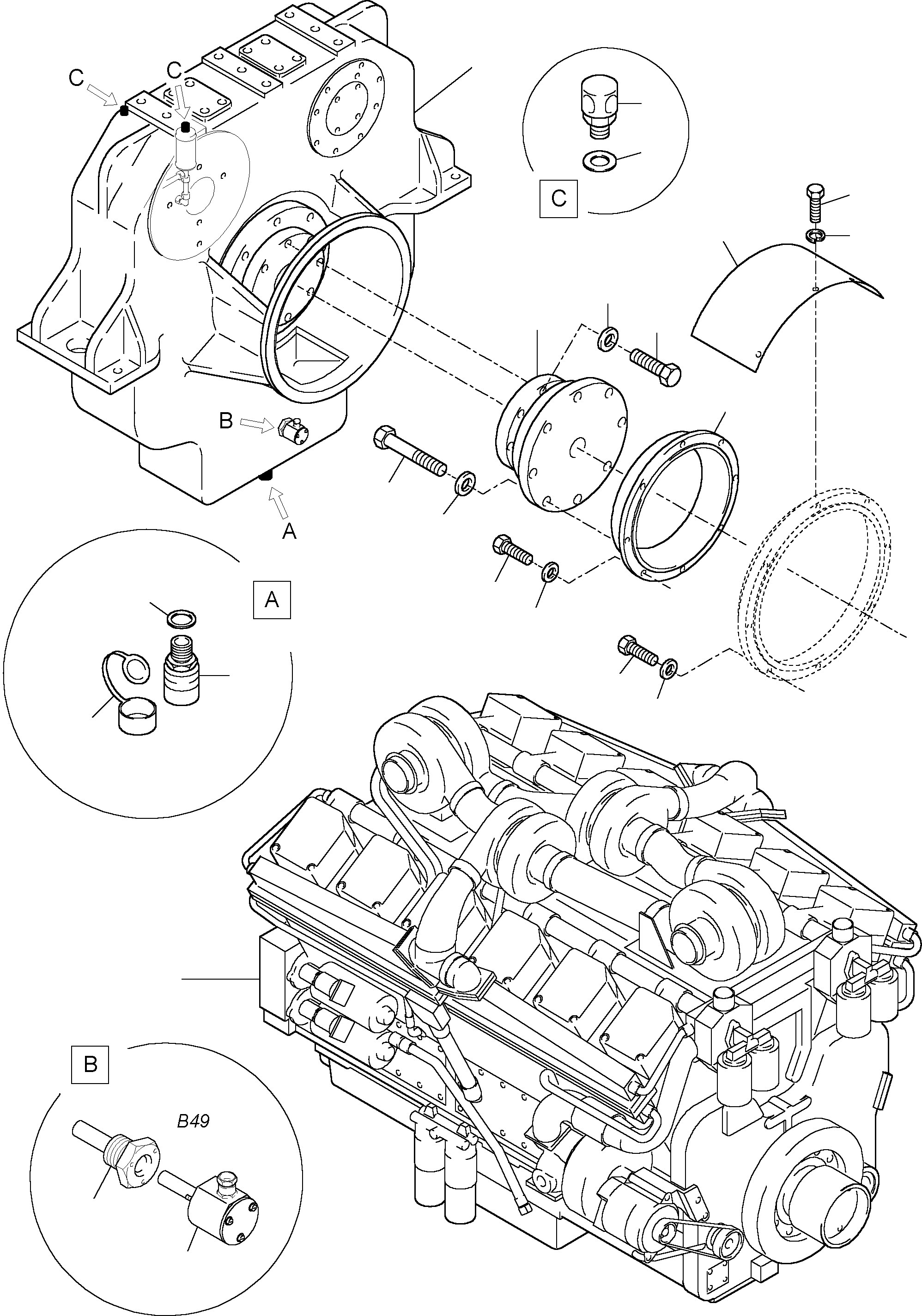Komatsu parts book diagram for H455-SD S/N 15009: DRIVE ASSEMBLY
