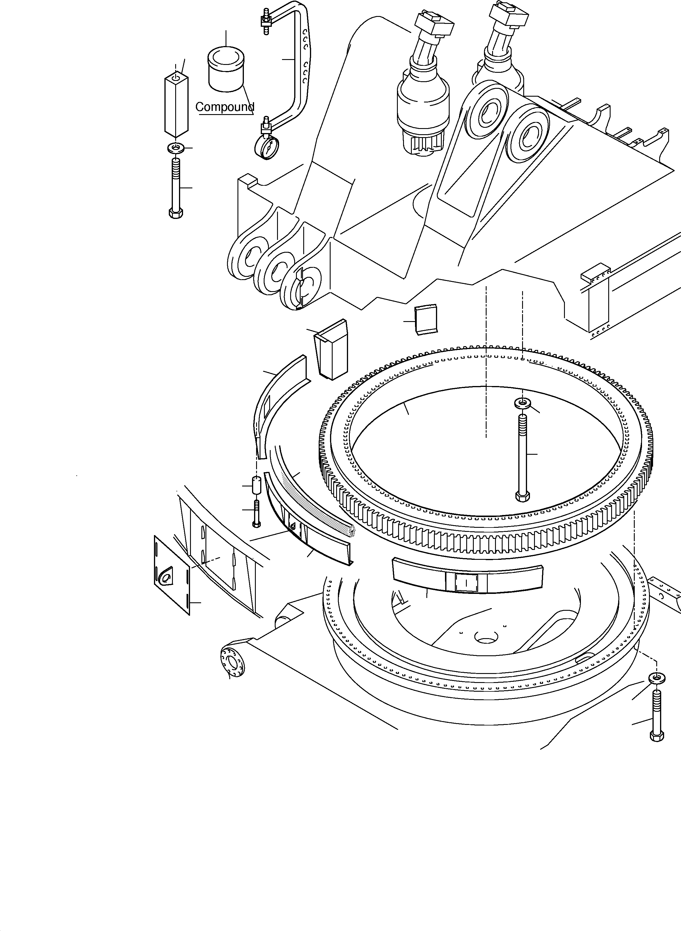 Komatsu parts book diagram for H455-SD S/N 15009: SLEW RING ARR.  COLDWEATHER DESIGN
