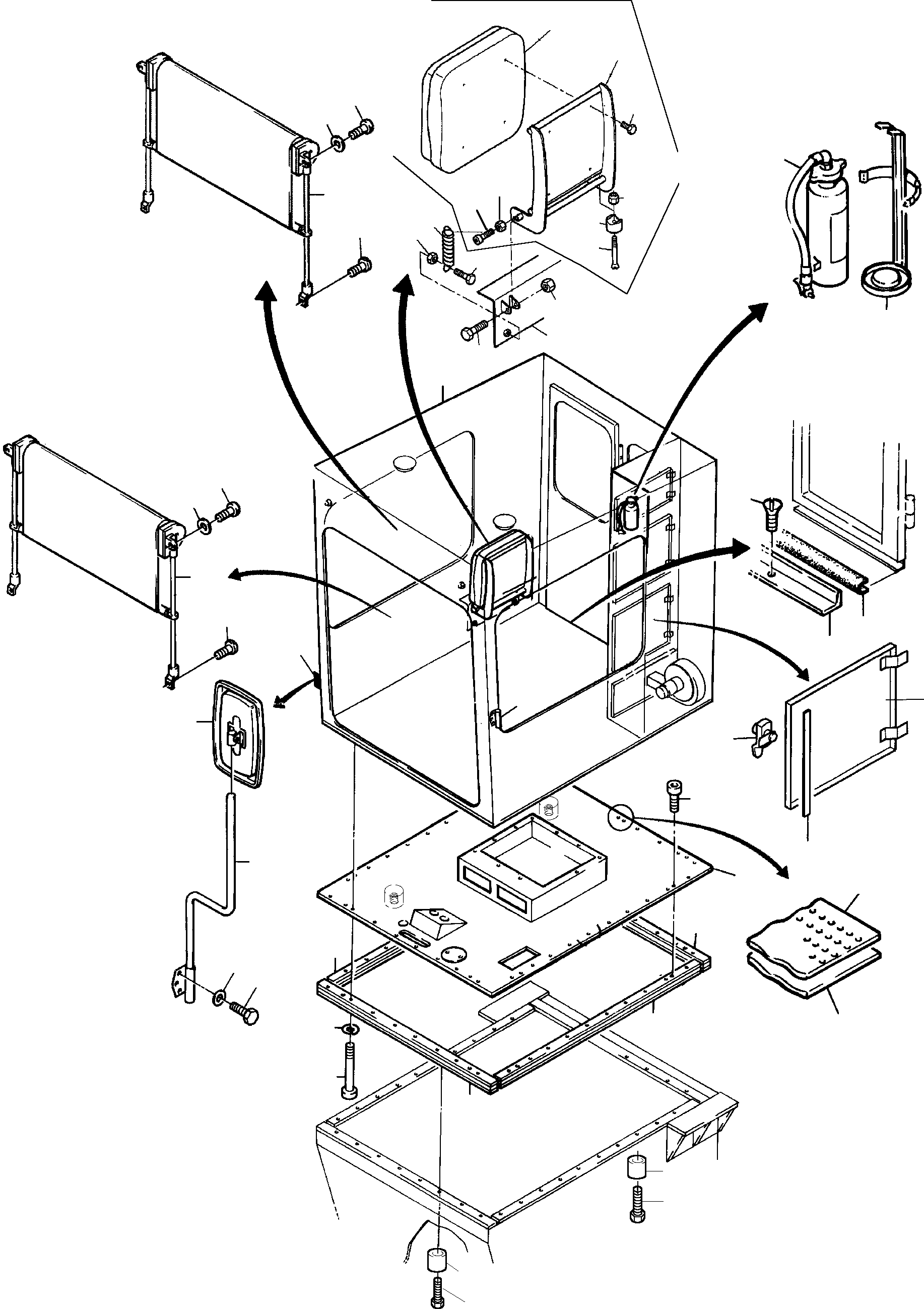 Komatsu parts book diagram for H455-SD S/N 15009: OPERATOR'S CAB ARR. WITH FOLDING SEAT R.H.