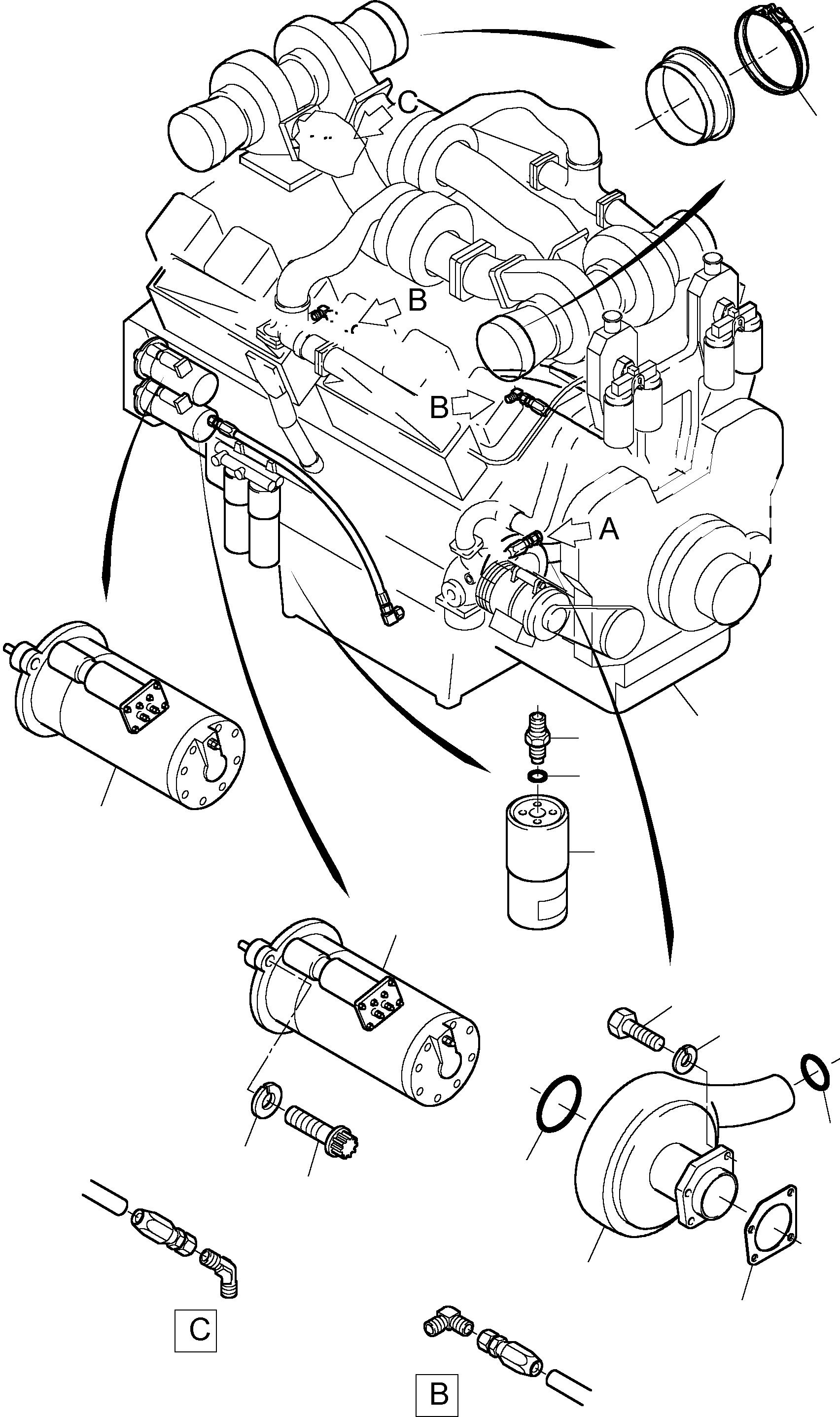 Komatsu parts book diagram for H455-SD S/N 15009: DIESEL ENGINE