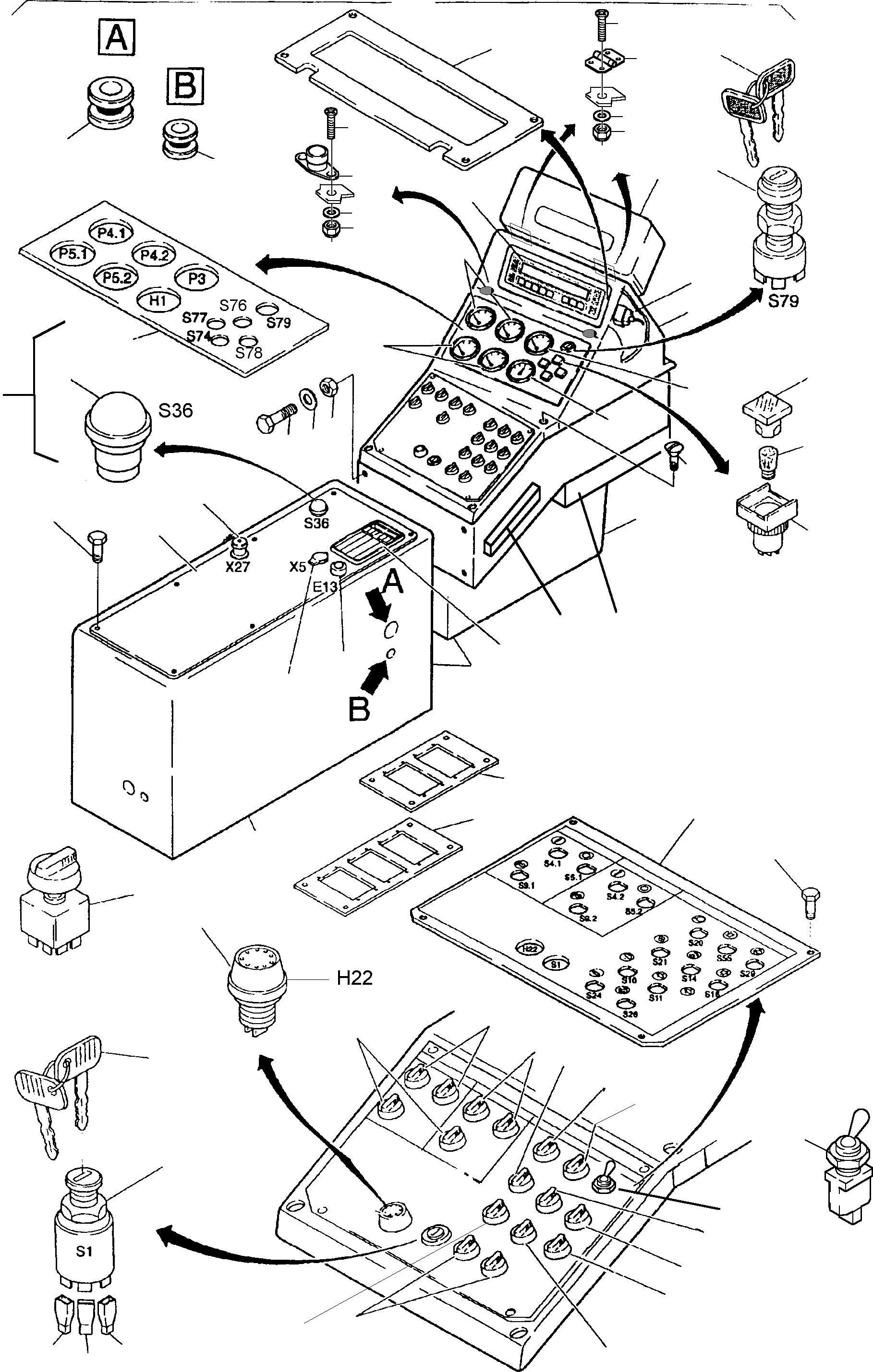 Komatsu parts book diagram for H455-SD S/N 15009: OPERATION PANEL
