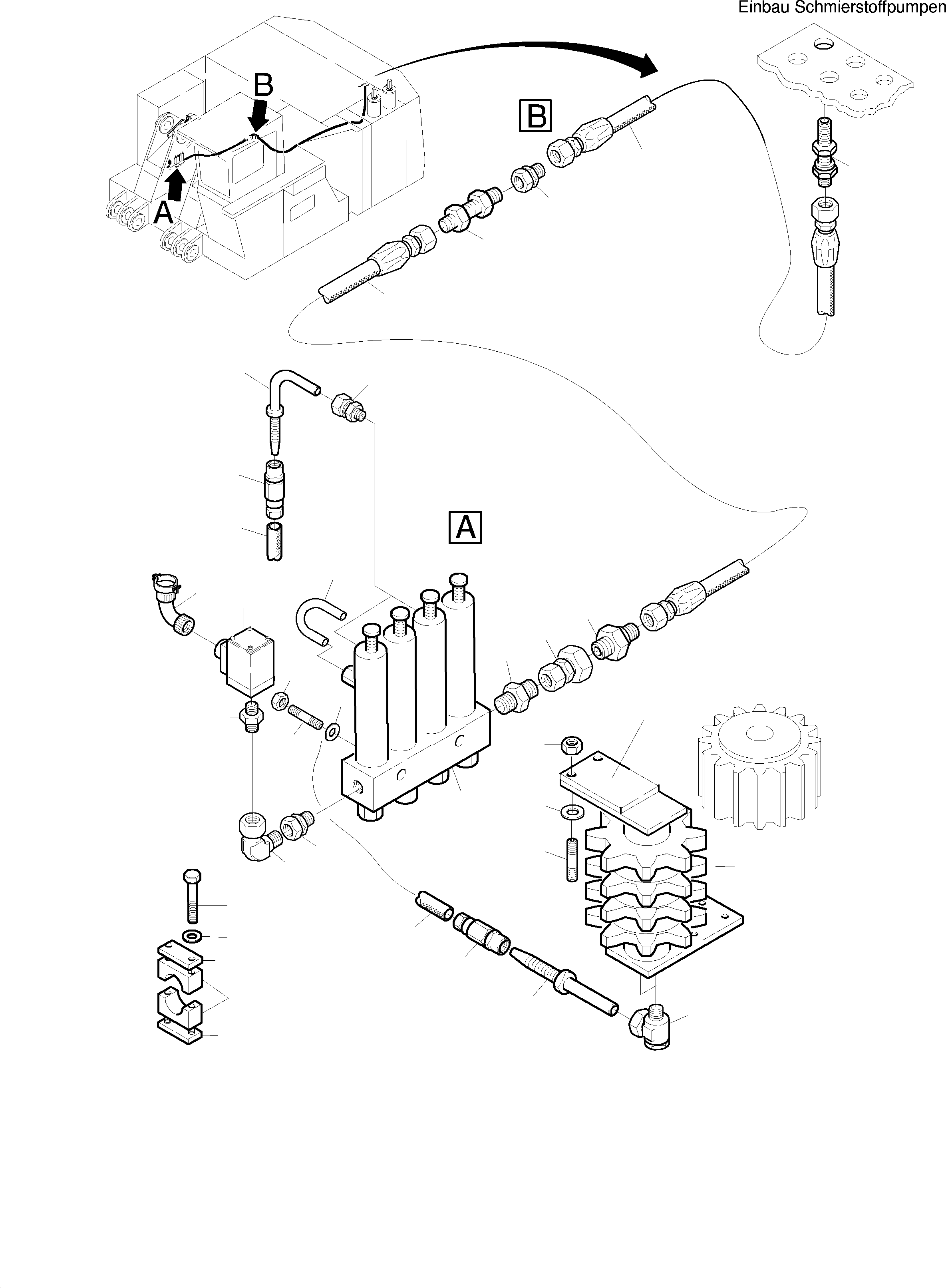Komatsu parts book diagram for H455-SD S/N 15009: PINION LUBE LINES