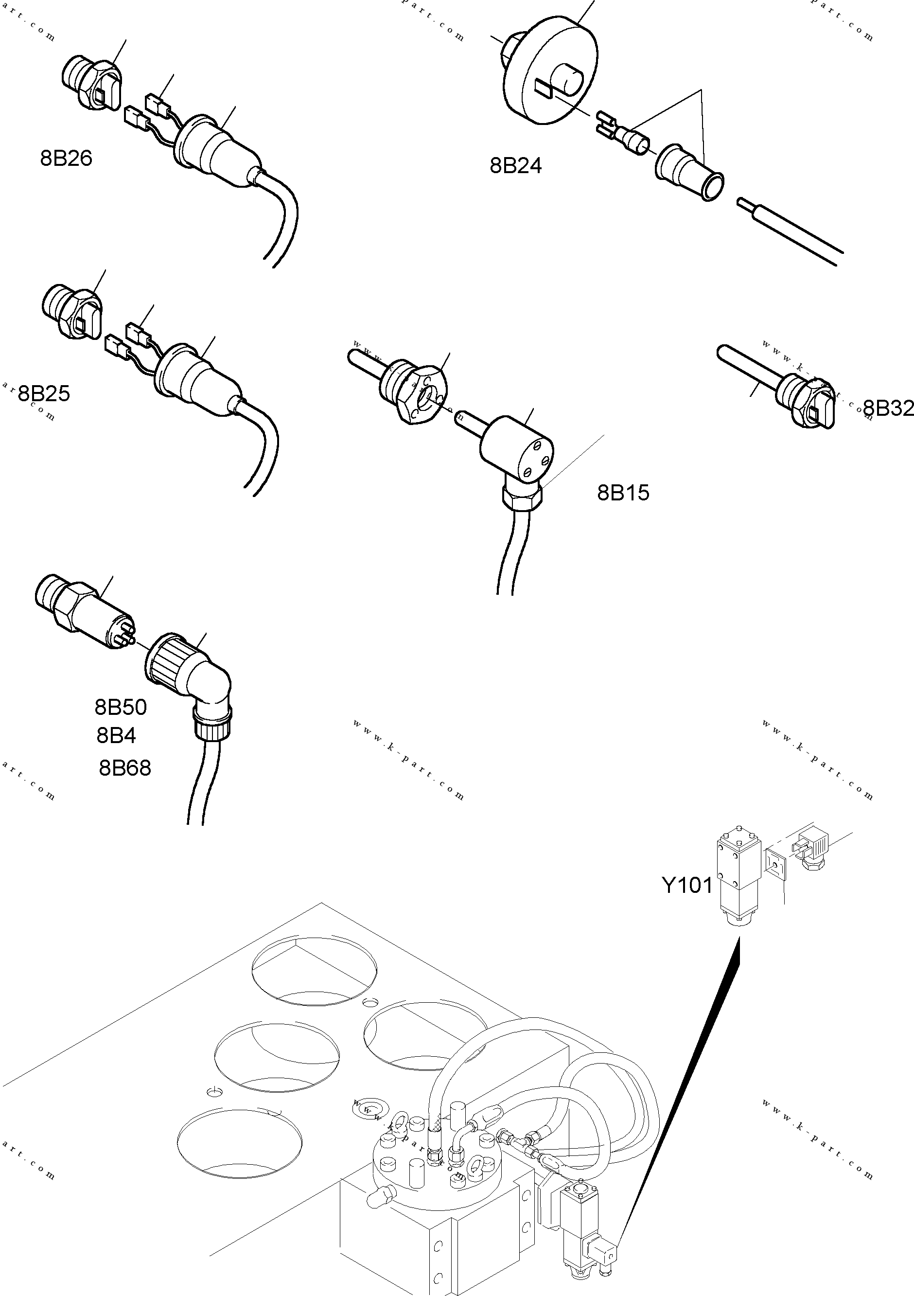 Komatsu parts book diagram for H455-SD S/N 15009: CABLES - OIL TANK
