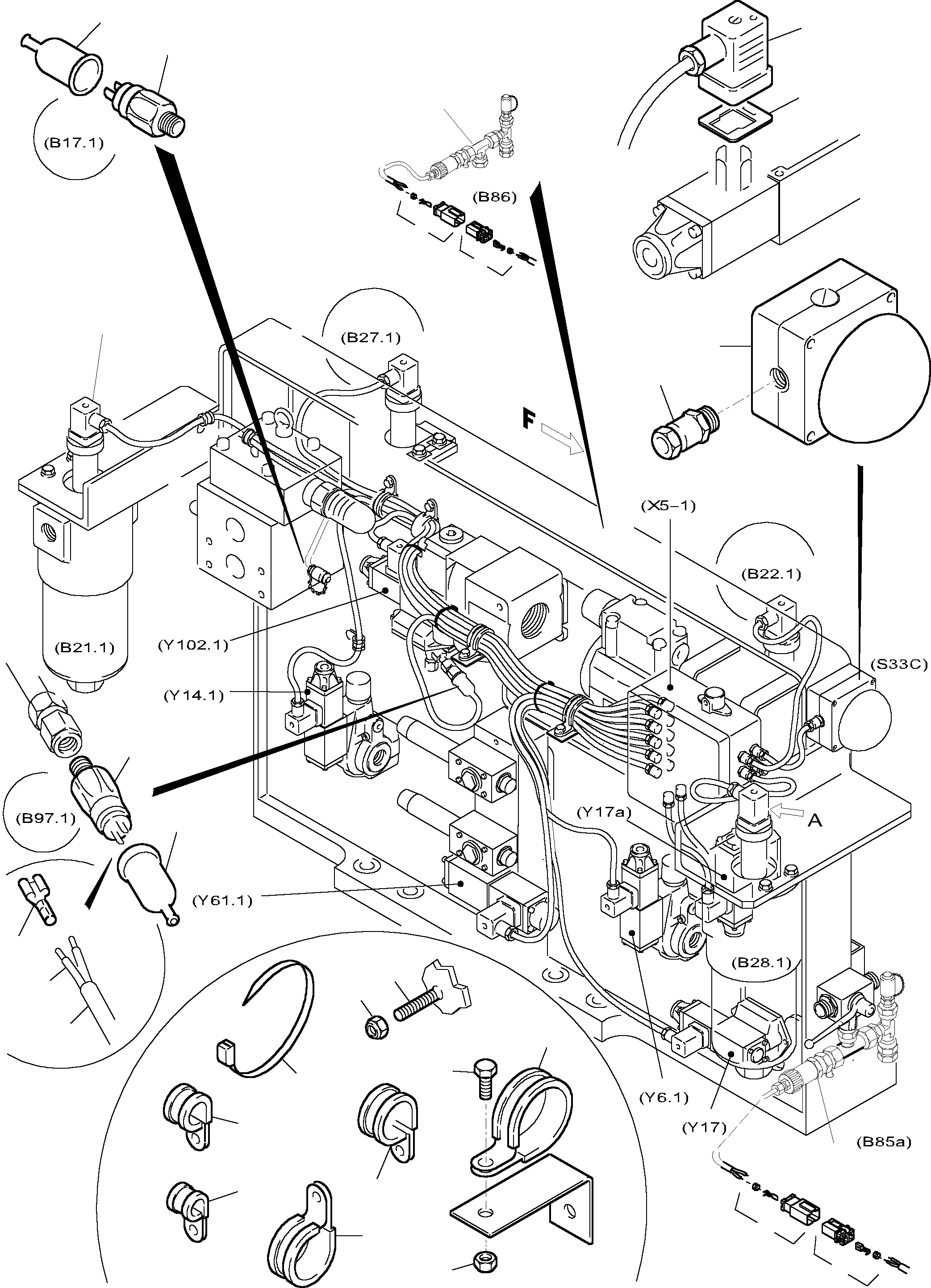 Komatsu parts book diagram for H455-SD S/N 15009: CABLES - CONTROL-AND FILTER PLATE 1
