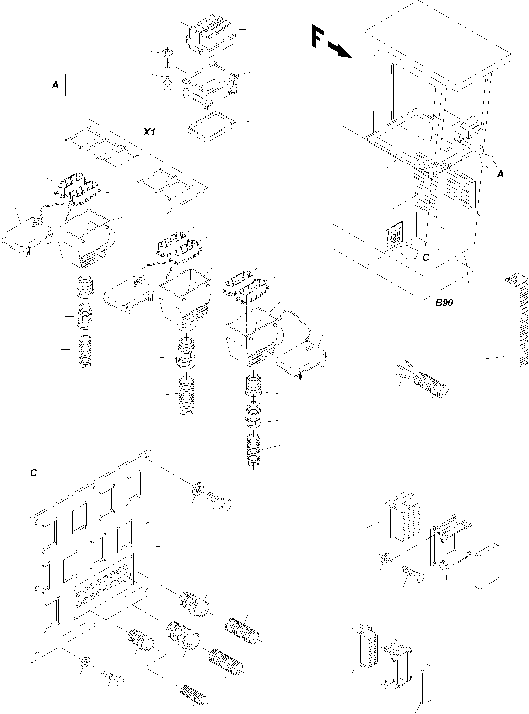 Komatsu parts book diagram for H455-SD S/N 15009: ELECTRIC - CAB SUPPORT