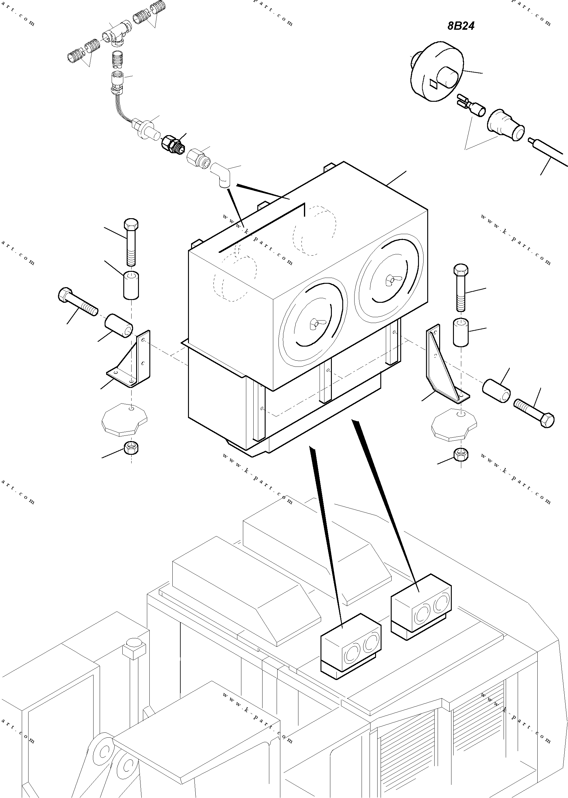 Komatsu parts book diagram for H455-SD S/N 15009: AIR CLEANER MOUNTING