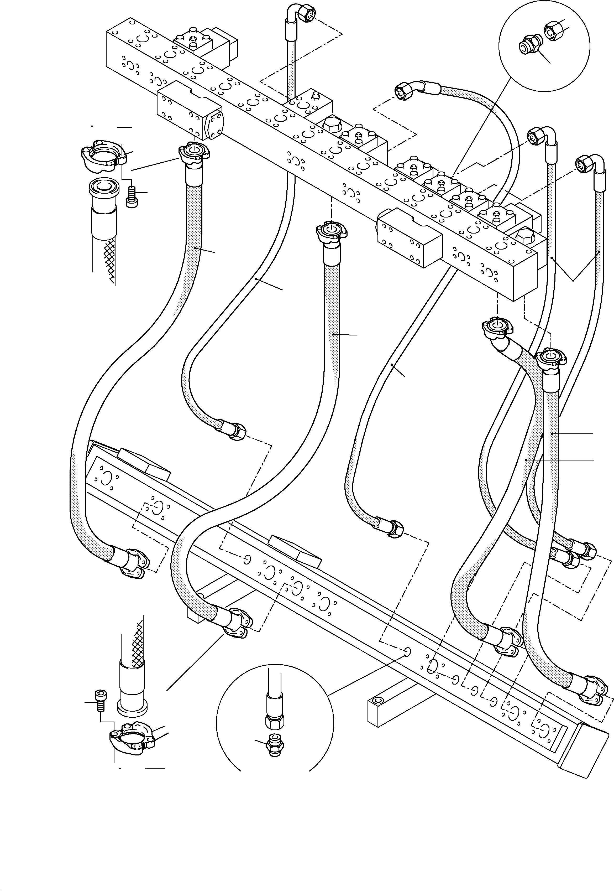 Komatsu parts book diagram for H455-SD S/N 15009: RETURN LINES - MANIFOLD