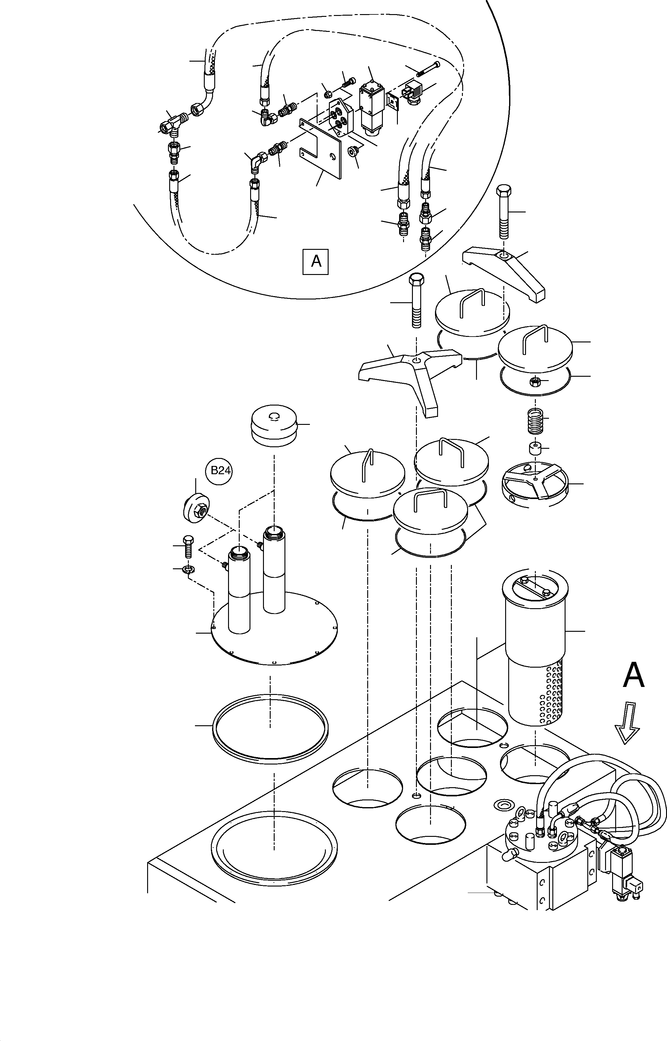 Komatsu parts book diagram for H455-SD S/N 15009: MAIN OIL TANK