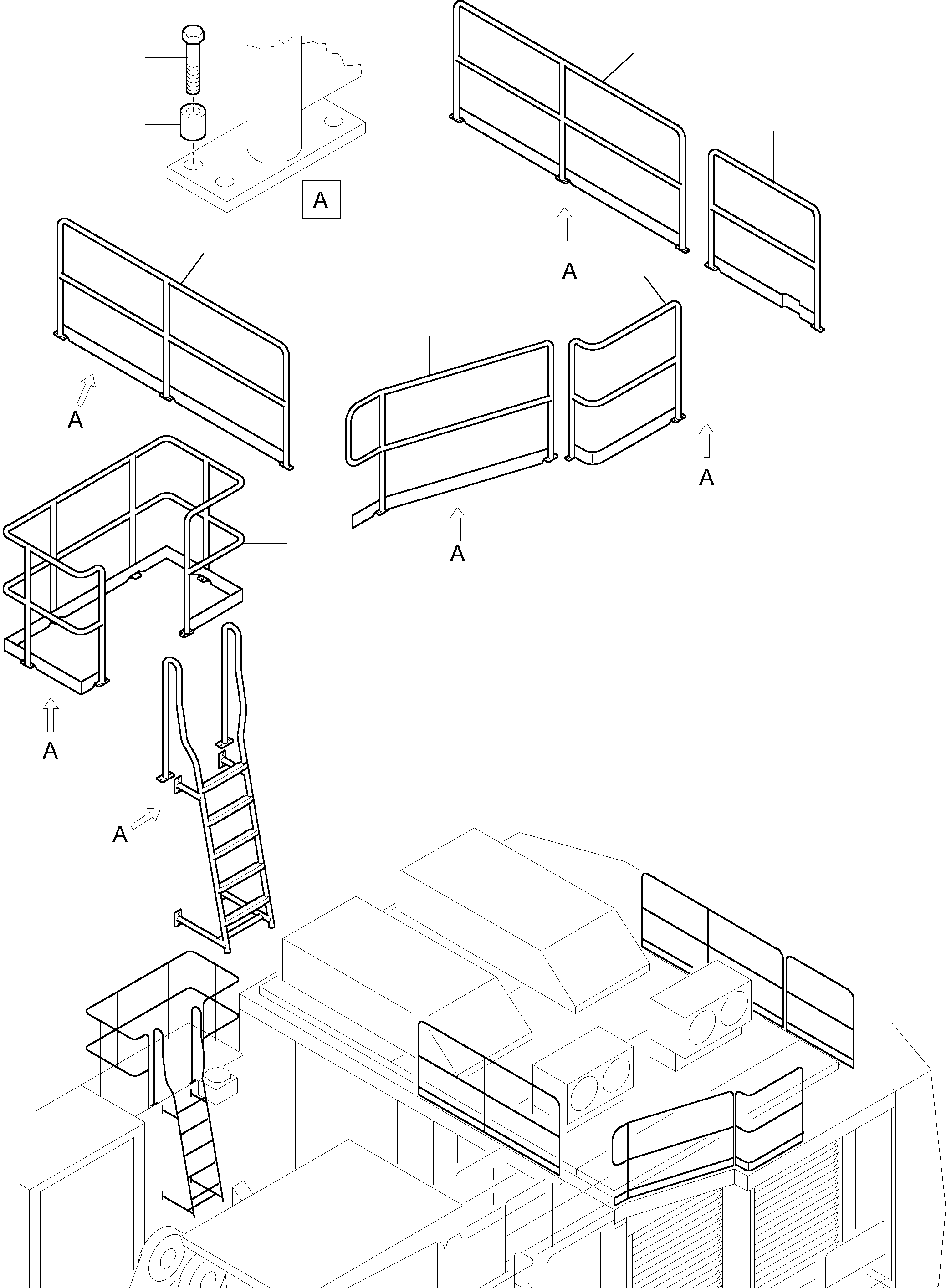 Komatsu parts book diagram for H455-SD S/N 15009: LADDER AND RAIL