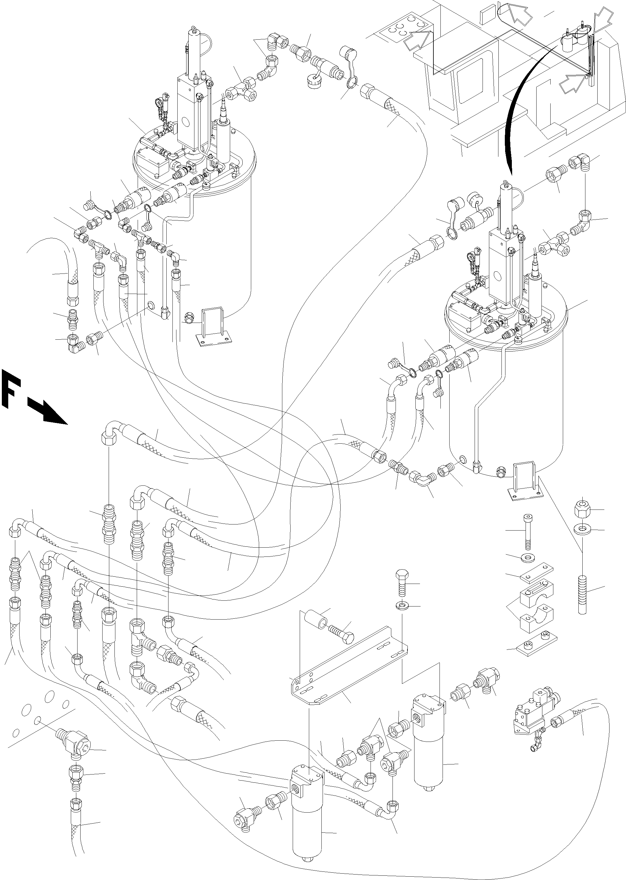 Komatsu parts book diagram for H455-SD S/N 15009: LUBE STATIONS ARRANGEMENT
