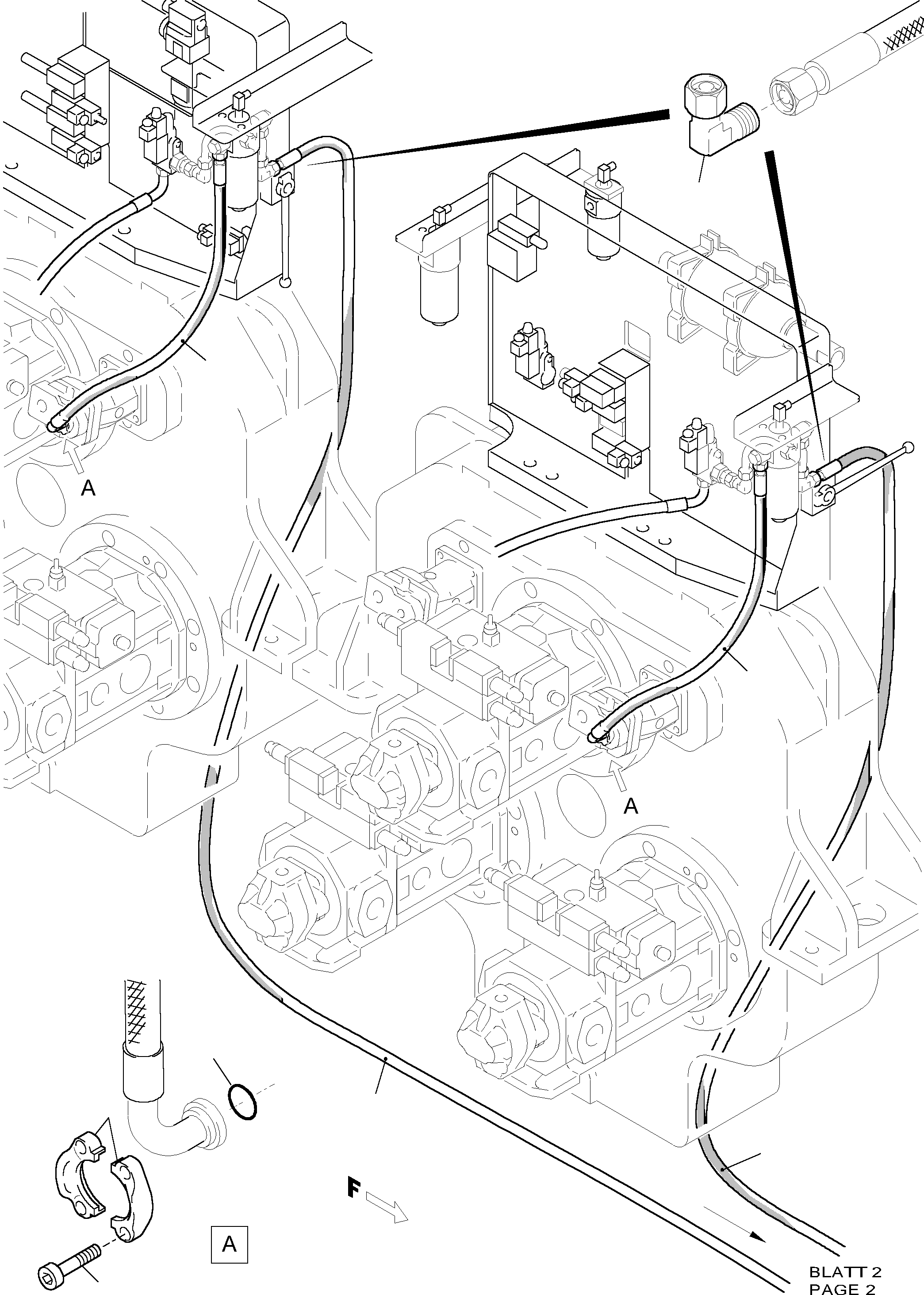 Komatsu parts book diagram for H455-SD S/N 15009: PRESSURE LINES - FAN MOTORS (OIL COOLER)