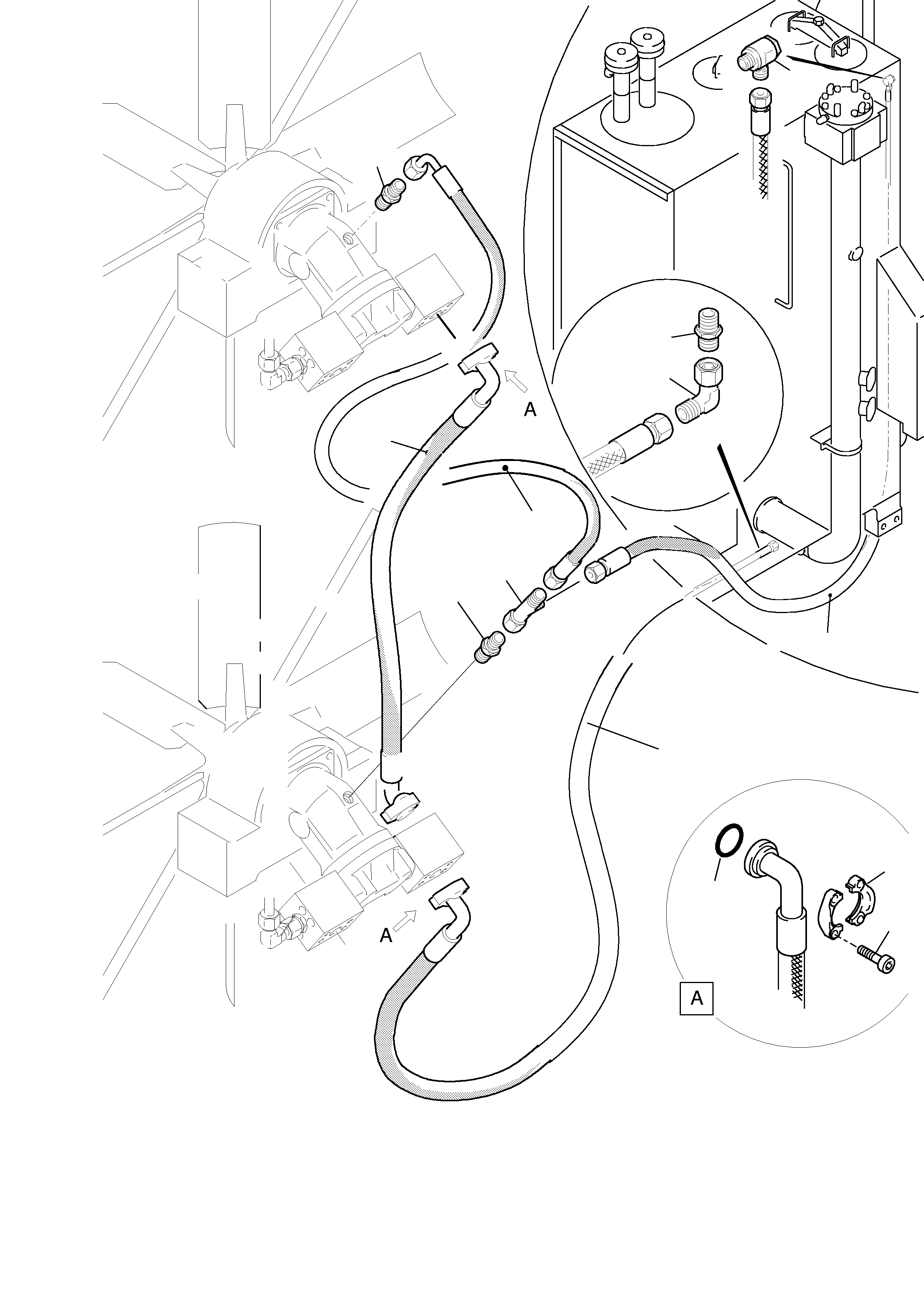 Komatsu parts book diagram for H455-SD S/N 15009: RETURN LINES - FAN MOTORS ( OIL COOLER )