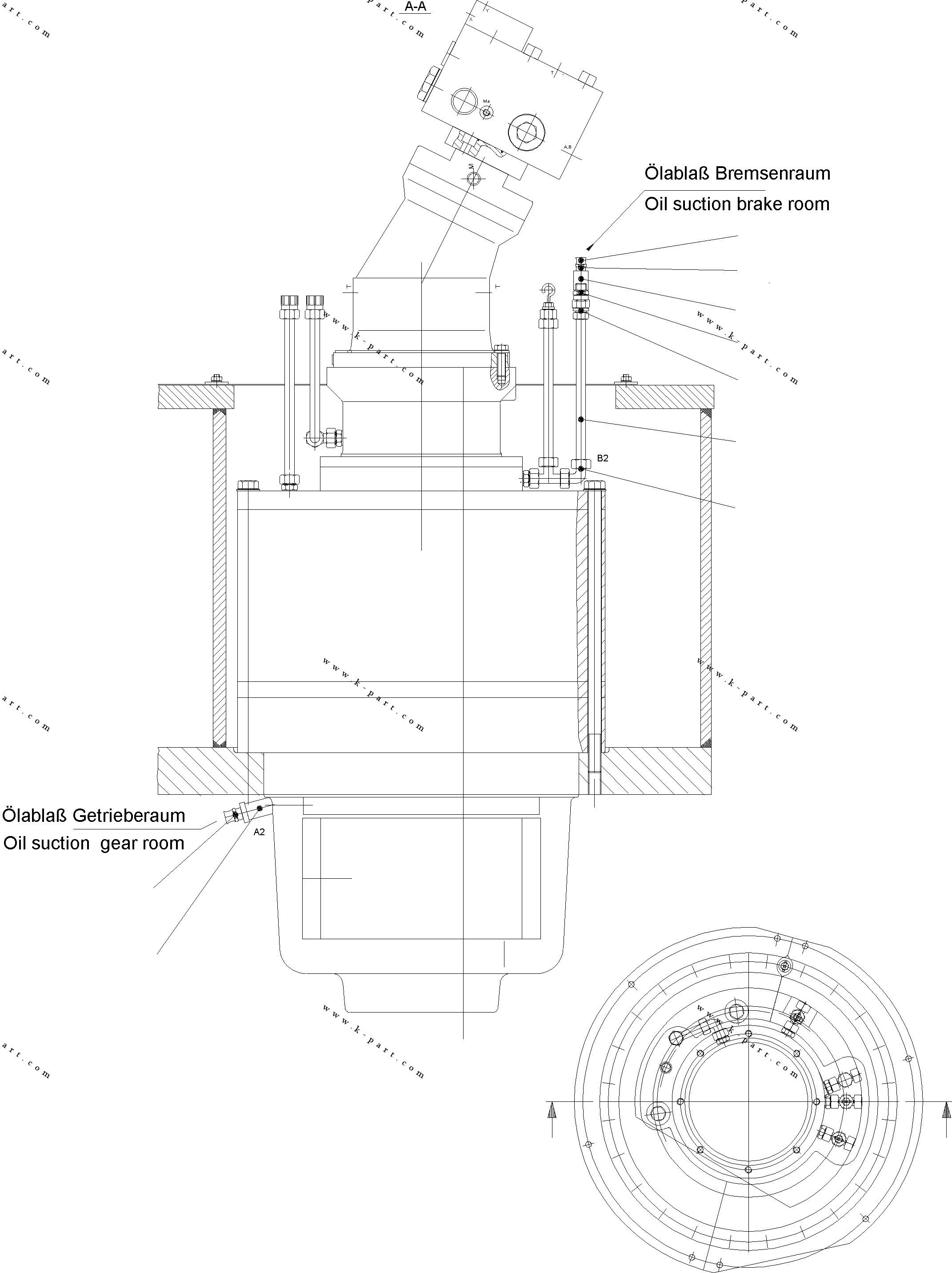 Komatsu parts book diagram for H455-SD S/N 15009: OIL SUCTION CONNECTION , SLEW GEAR