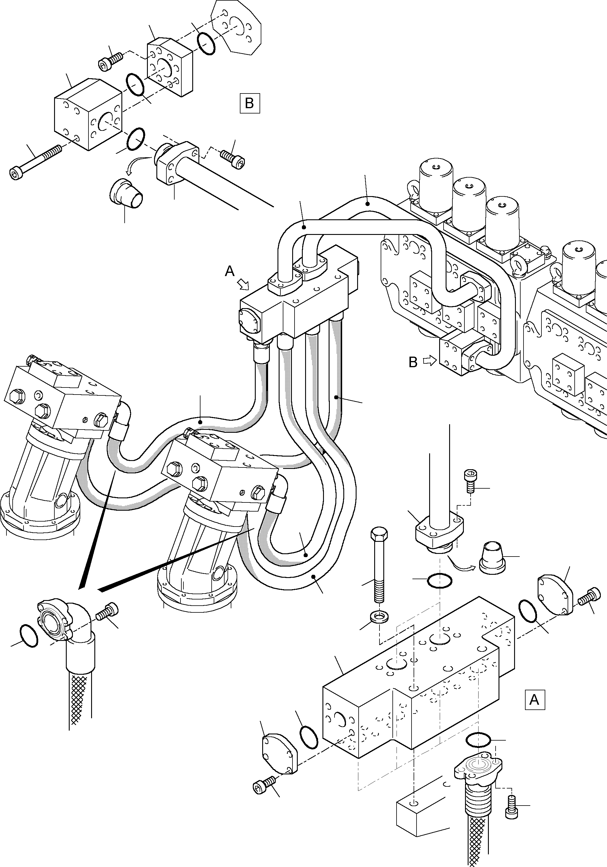 Komatsu parts book diagram for H455-SD S/N 15009: PRESSURE LINES - SLEWGEAR