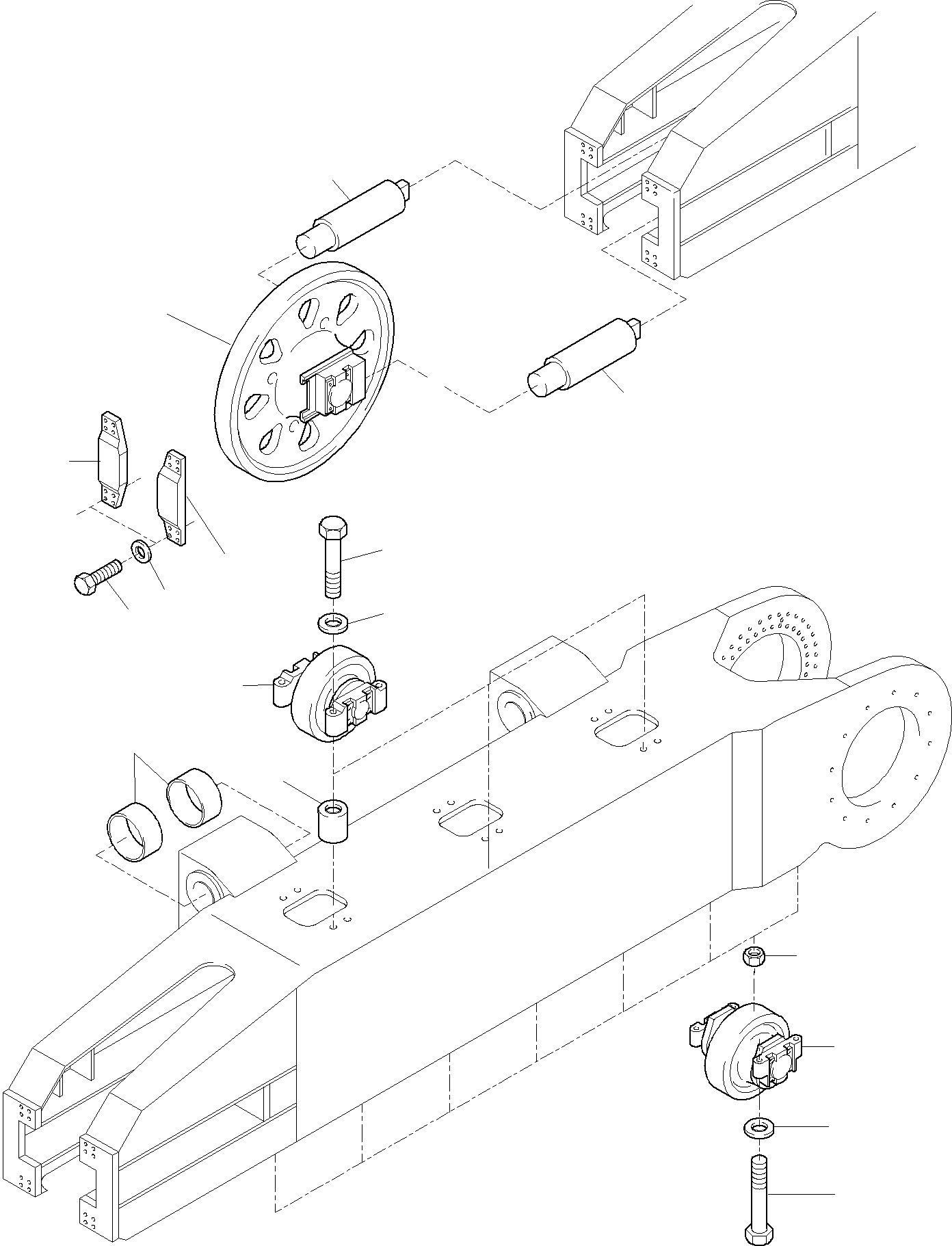 Komatsu parts book diagram for H455-SD S/N 15009: TRACK GROUP - IDLER PROTECTION