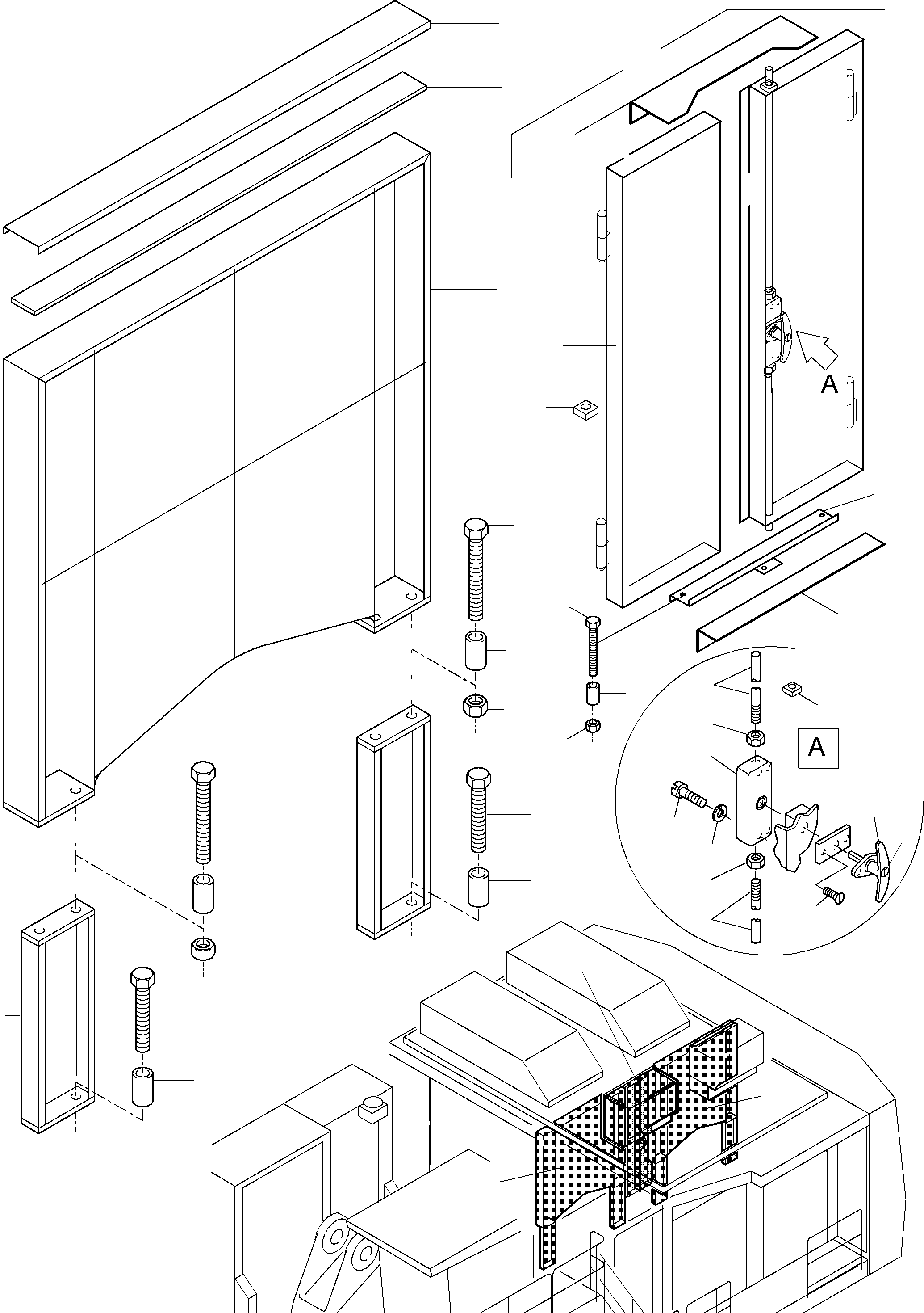 Komatsu parts book diagram for H455-SD S/N 15009: FIRE WALL WITH MODIFICATION OF FIRE PRECAUTION DOORS