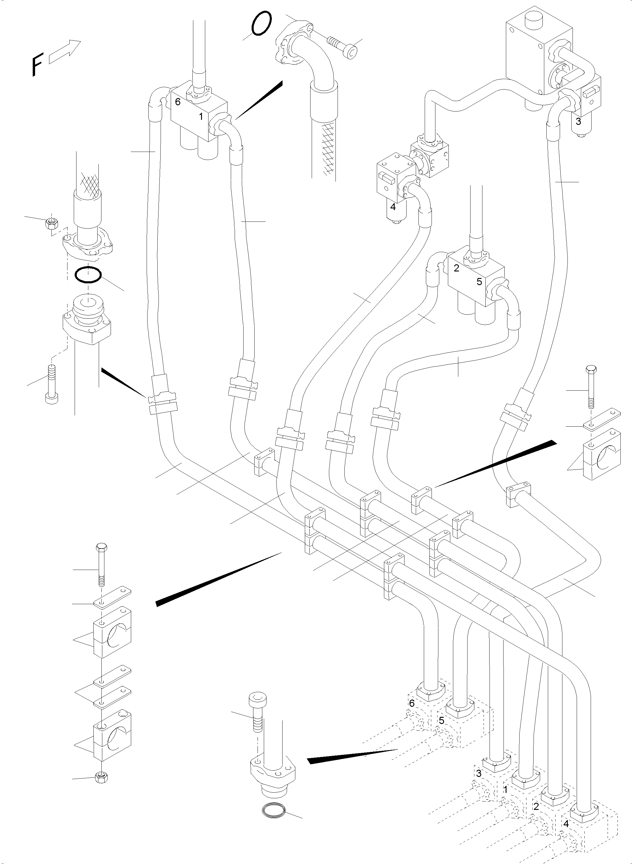 Excavators Mining Komatsu / PC5500-6 S/N 15061(G15061) / Pressure Lines, non-return valves - H.P.-filter(515-1821e1 : 515-1821e1)