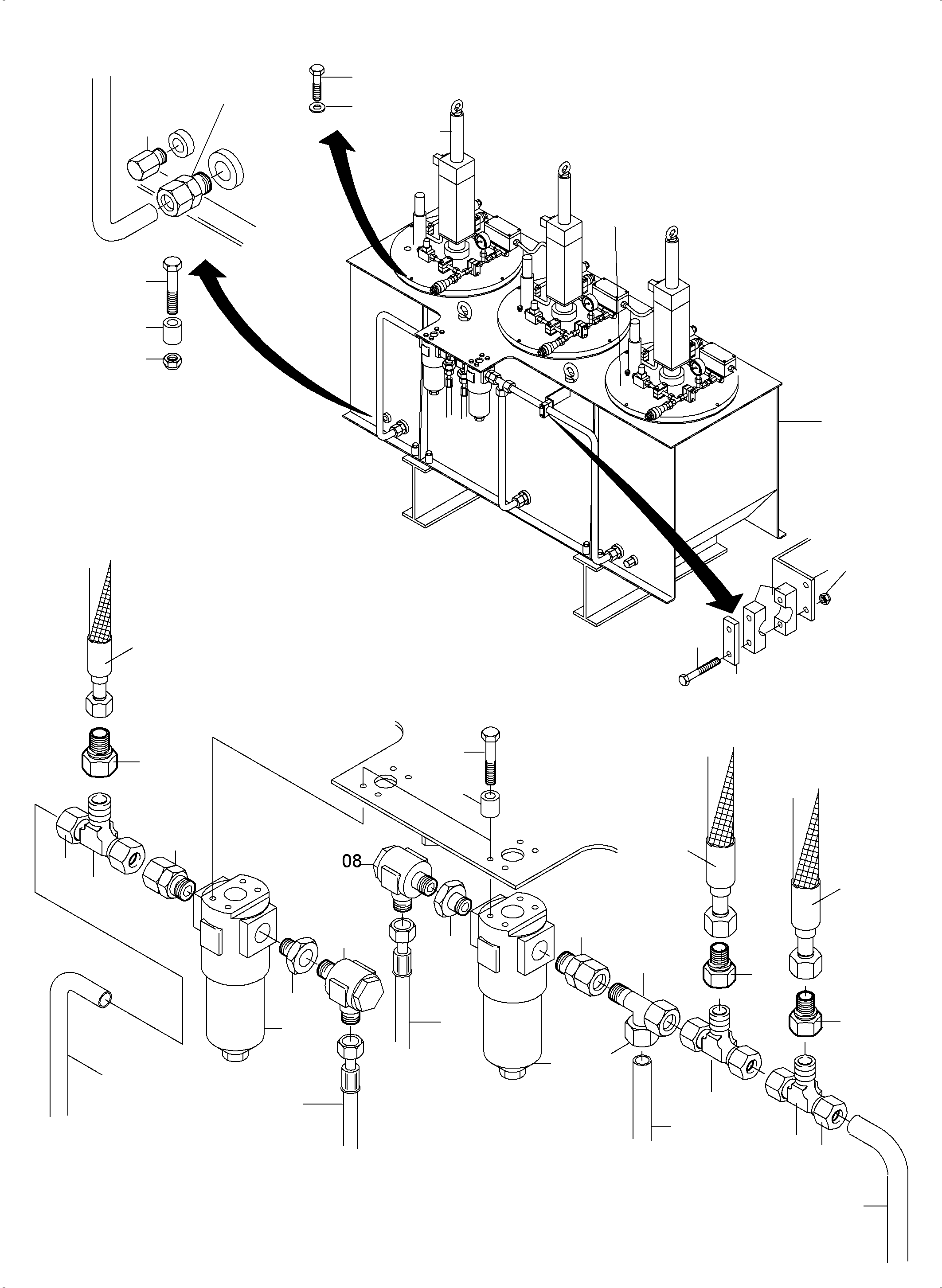 Excavators Mining Komatsu / PC5500-6 S/N 15063(G15063) / Lube Station Arrangement and Grease Pipe(515-2314d : 515-2314d)