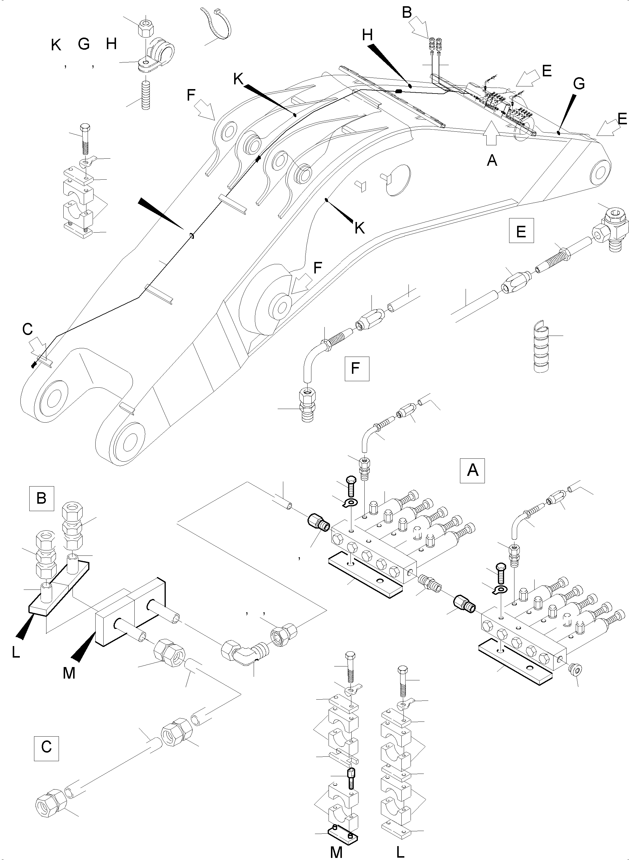 Excavators Mining Komatsu / PC5500-6 S/N 15063(G15063) / Boom - Lube Lines (add. line)(515-2370b1 : 515-2370b1)