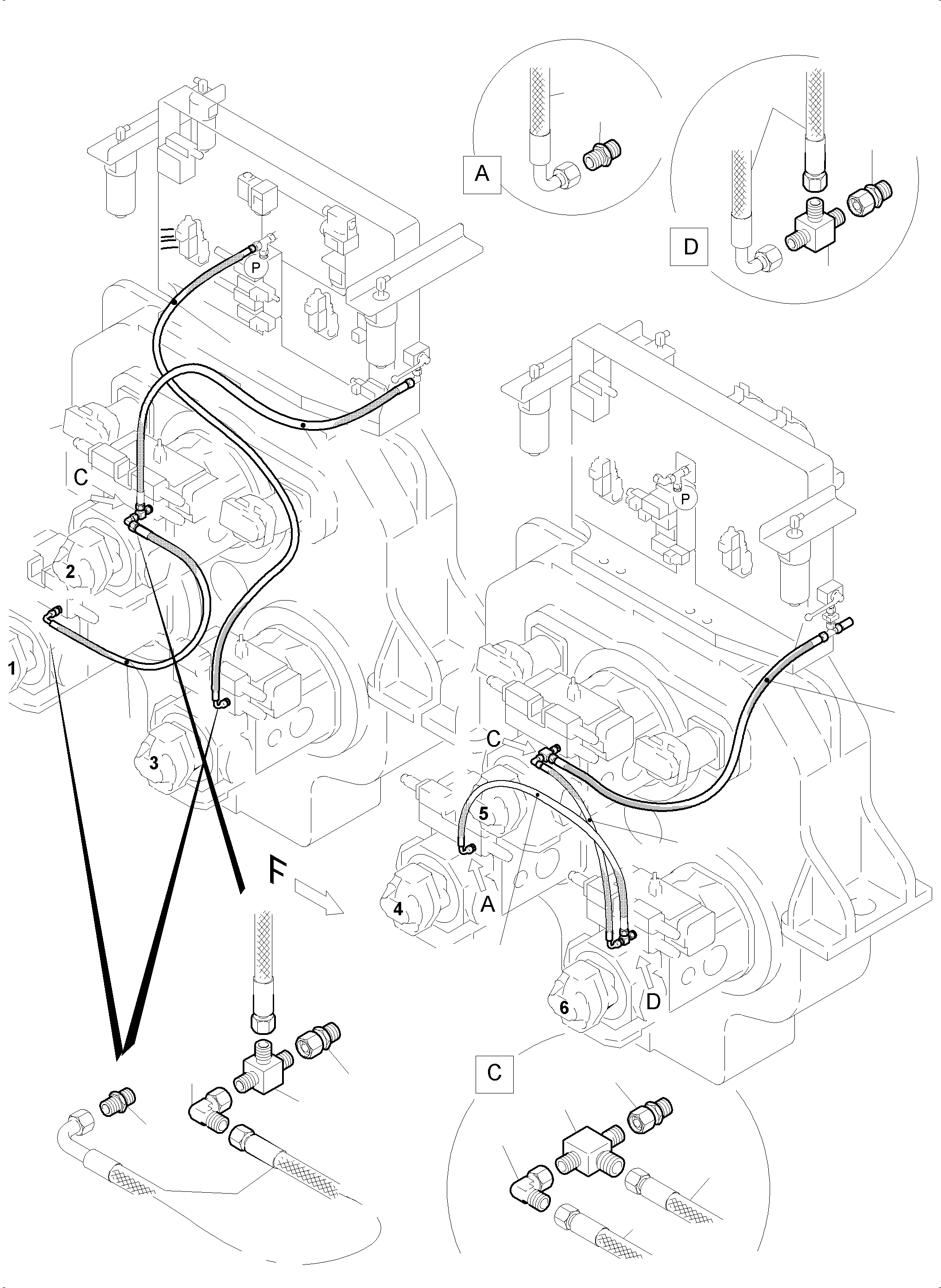 Komatsu parts book diagram for PC5500-6 S/N 15081: MAIN PUMP CONTROL