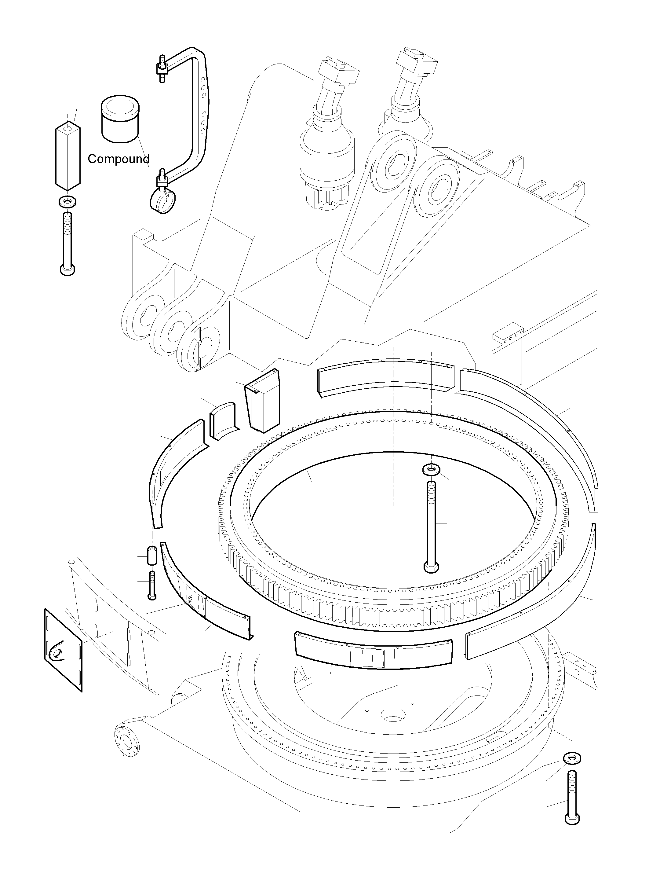 Komatsu parts book diagram for PC5500-6 S/N 15081: SLEW RING ARR.  STANDARD / COLD WEATHER