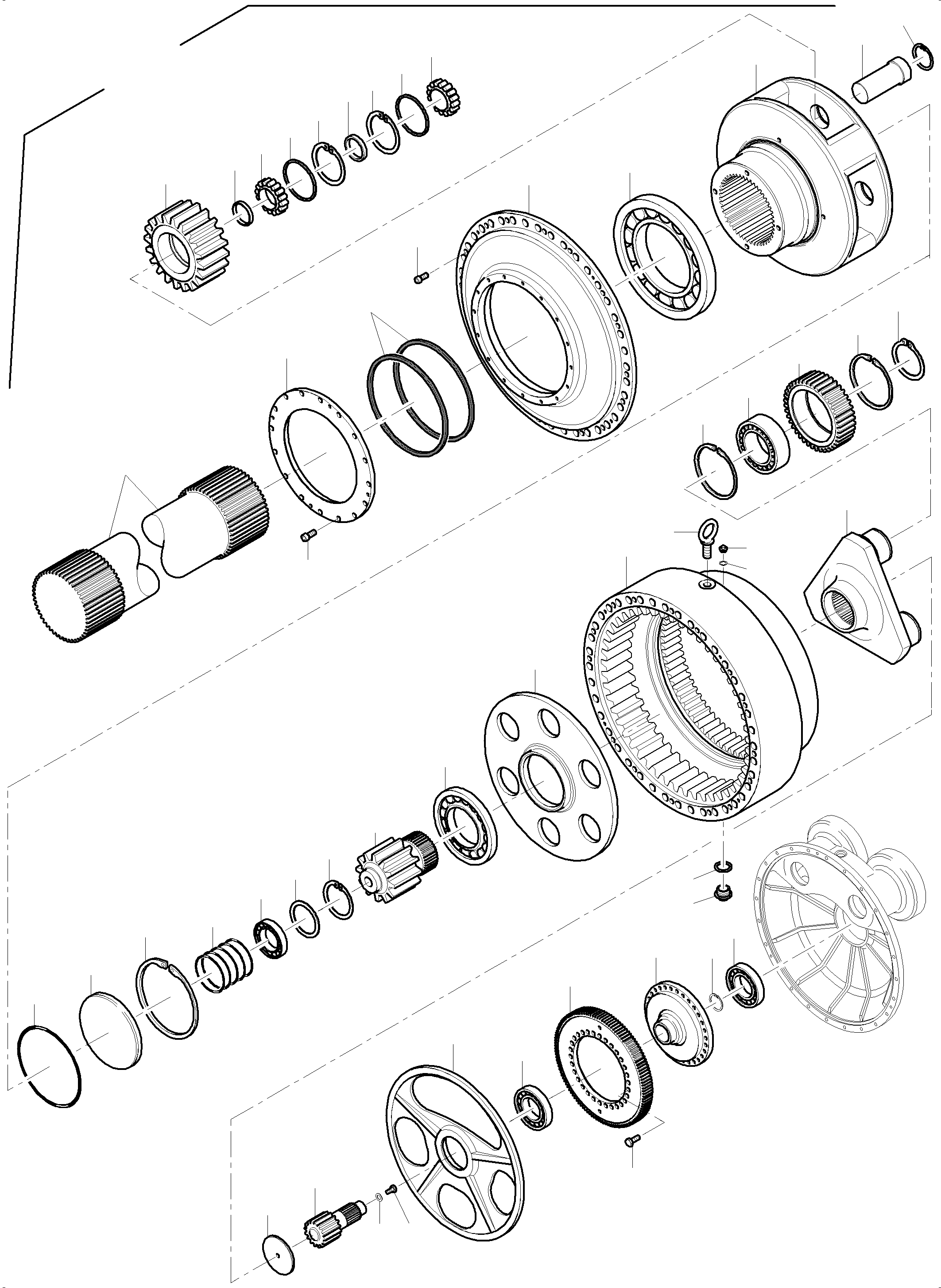 Komatsu parts book diagram for PC5500-6 S/N 15081: DRIVE GEAR BOX