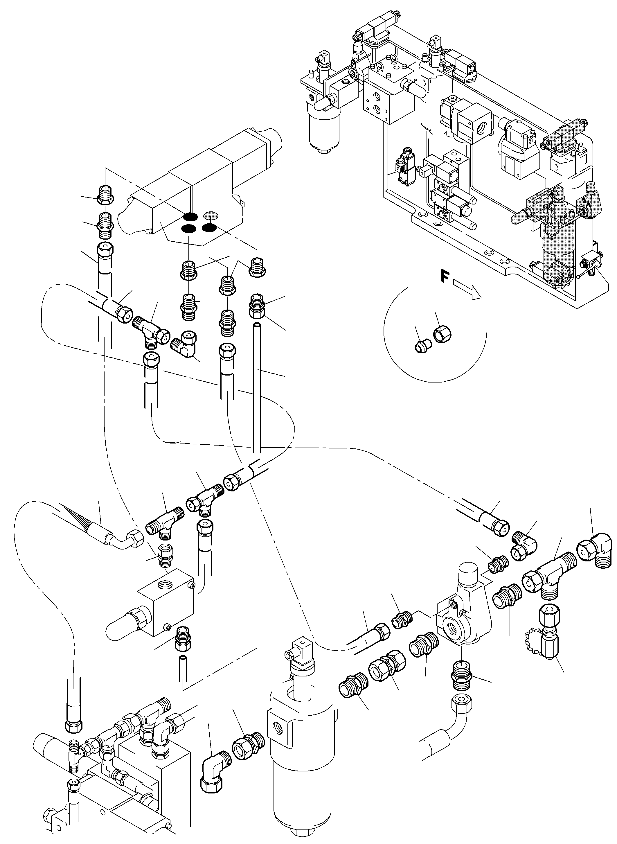 Komatsu parts book diagram for PC5500-6 S/N 15081: PIPES - CONTROL- AND FILTER PLATE, REAR